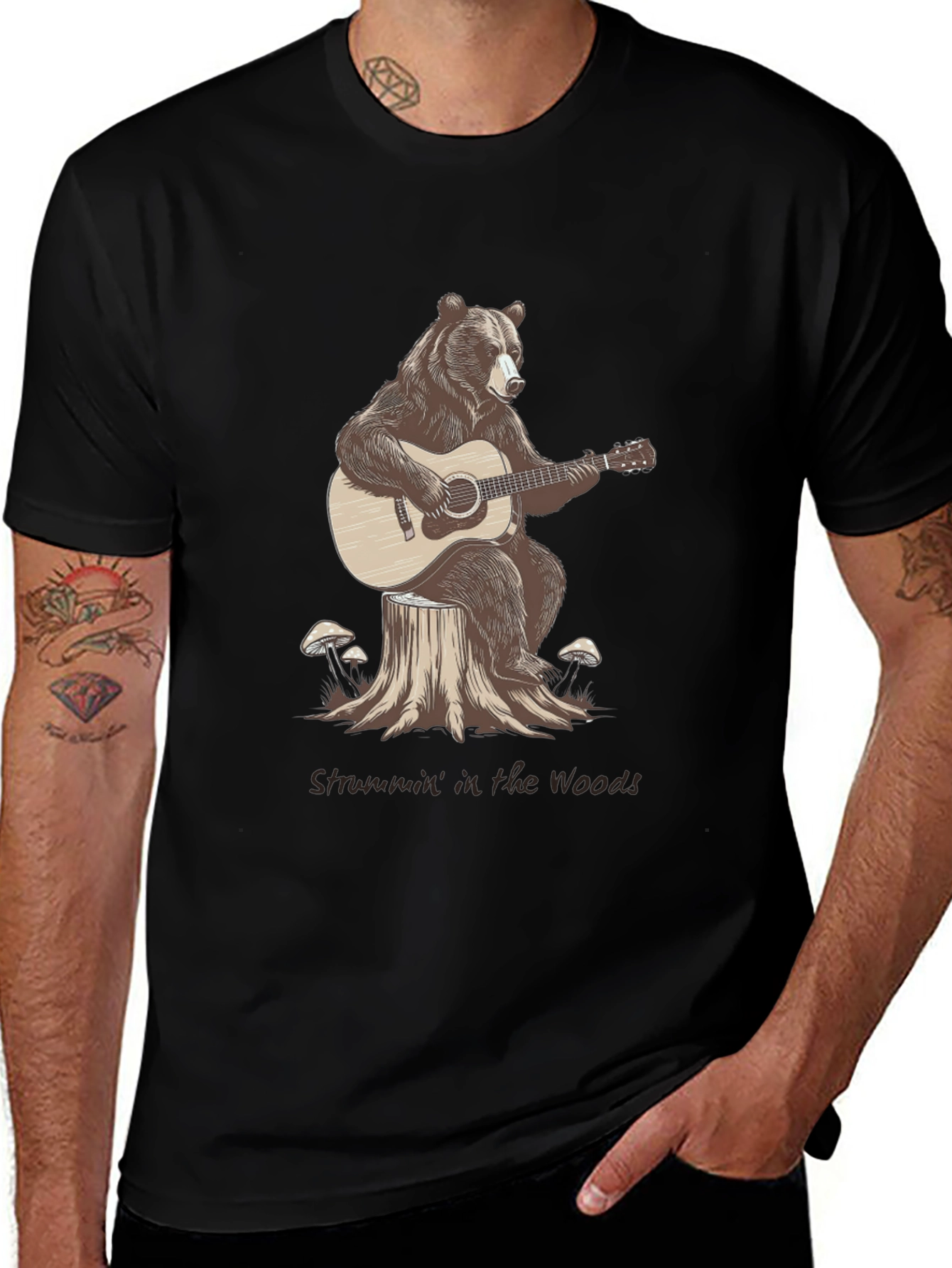 Variant 27 of Bear Playing Guitar Graphic T-Shirt