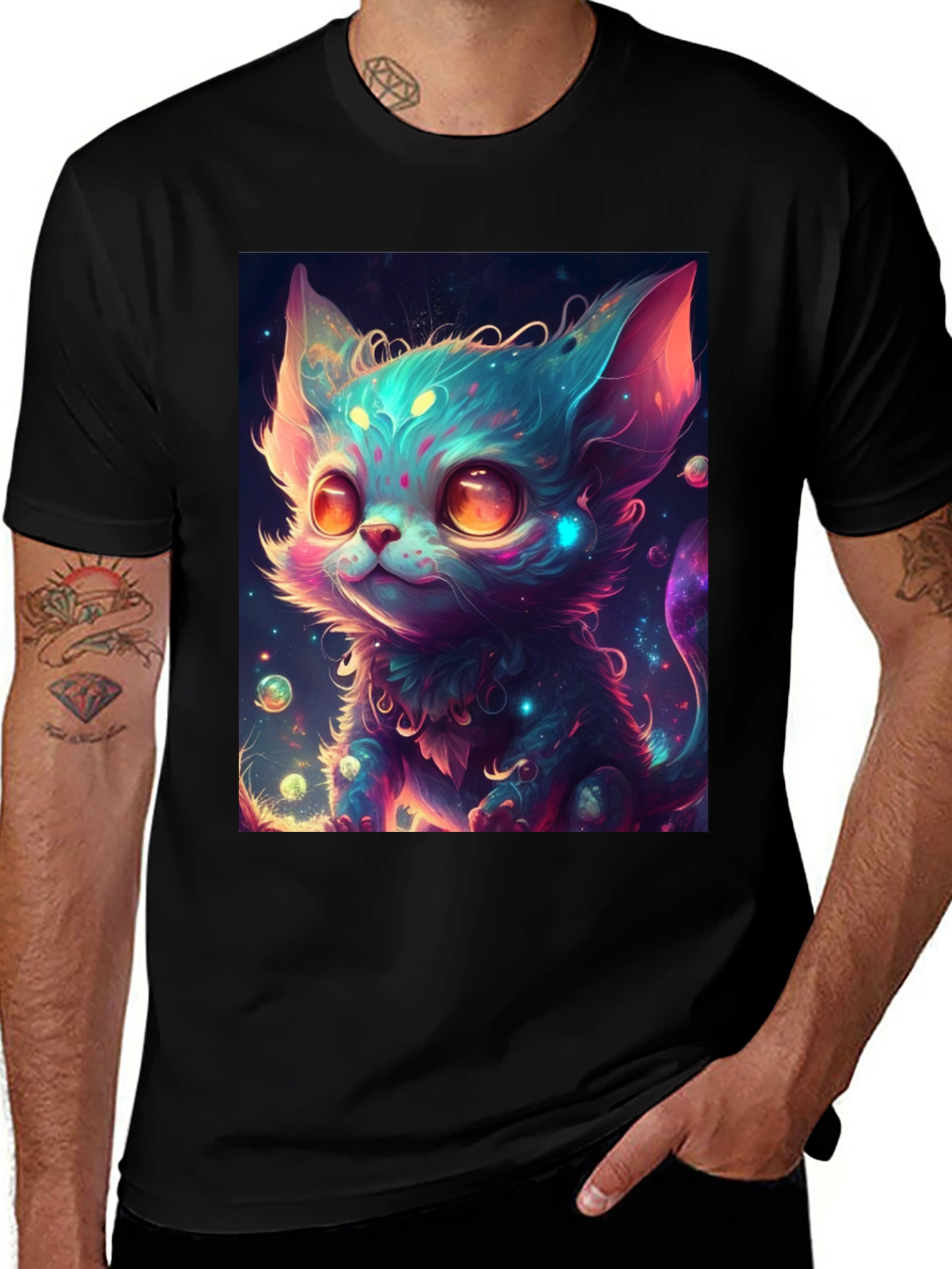 Variant 22 of Cosmic Cat T-Shirt - Funky Graphic Tee