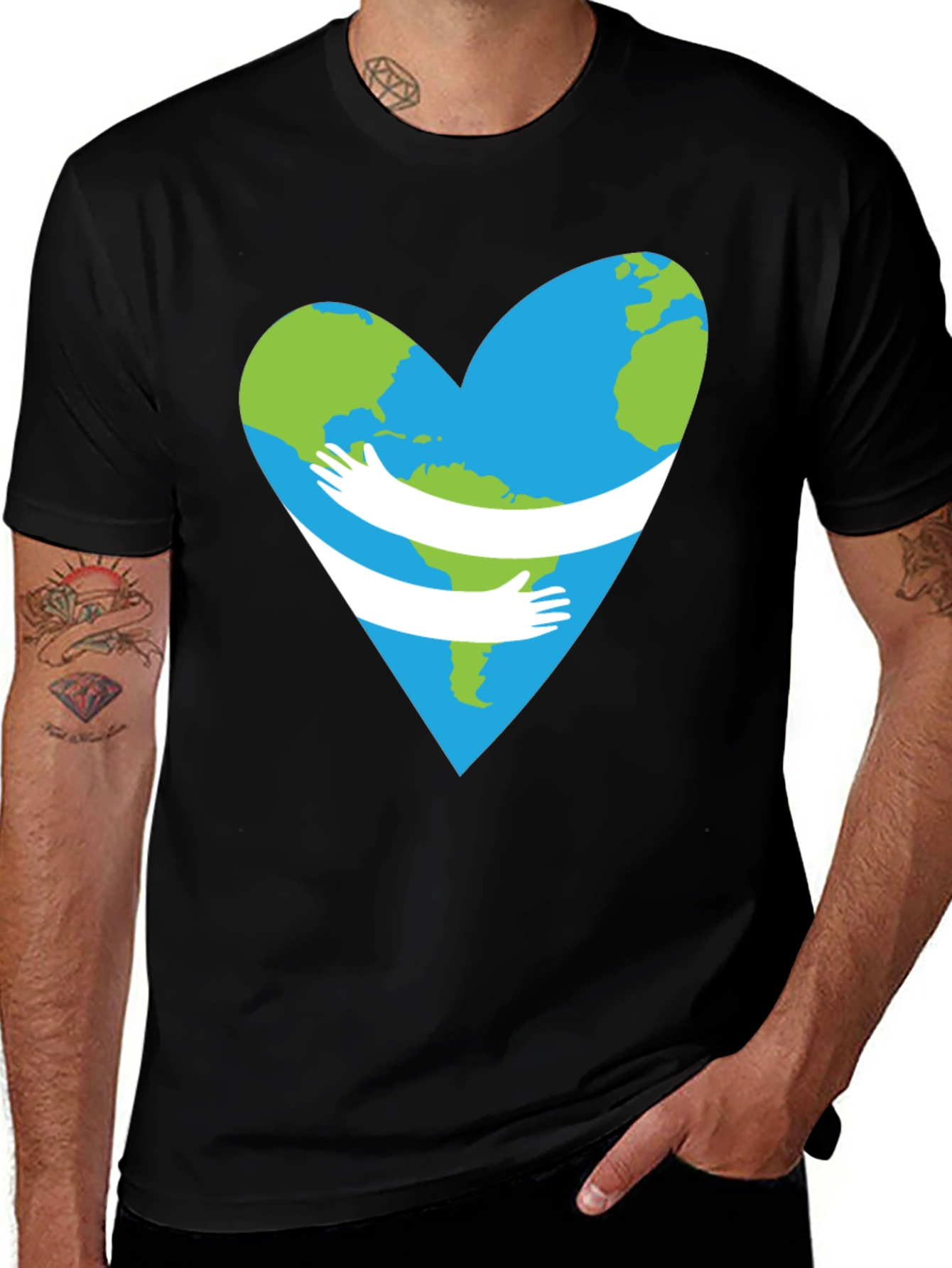 Earth Heart Hug Graphic T-Shirt - Save the Planet Tee
