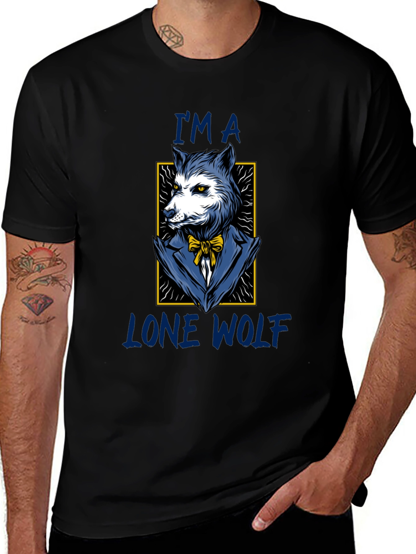 Black Lone Wolf T-Shirt - Stylish Animal Graphic Tee main image