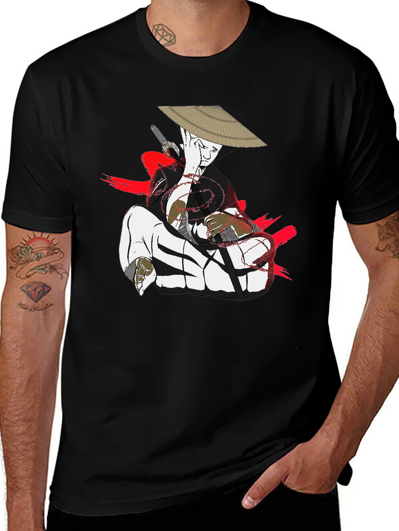 Variant 13 of Samurai Graphic T-Shirt - Cool Black Tee