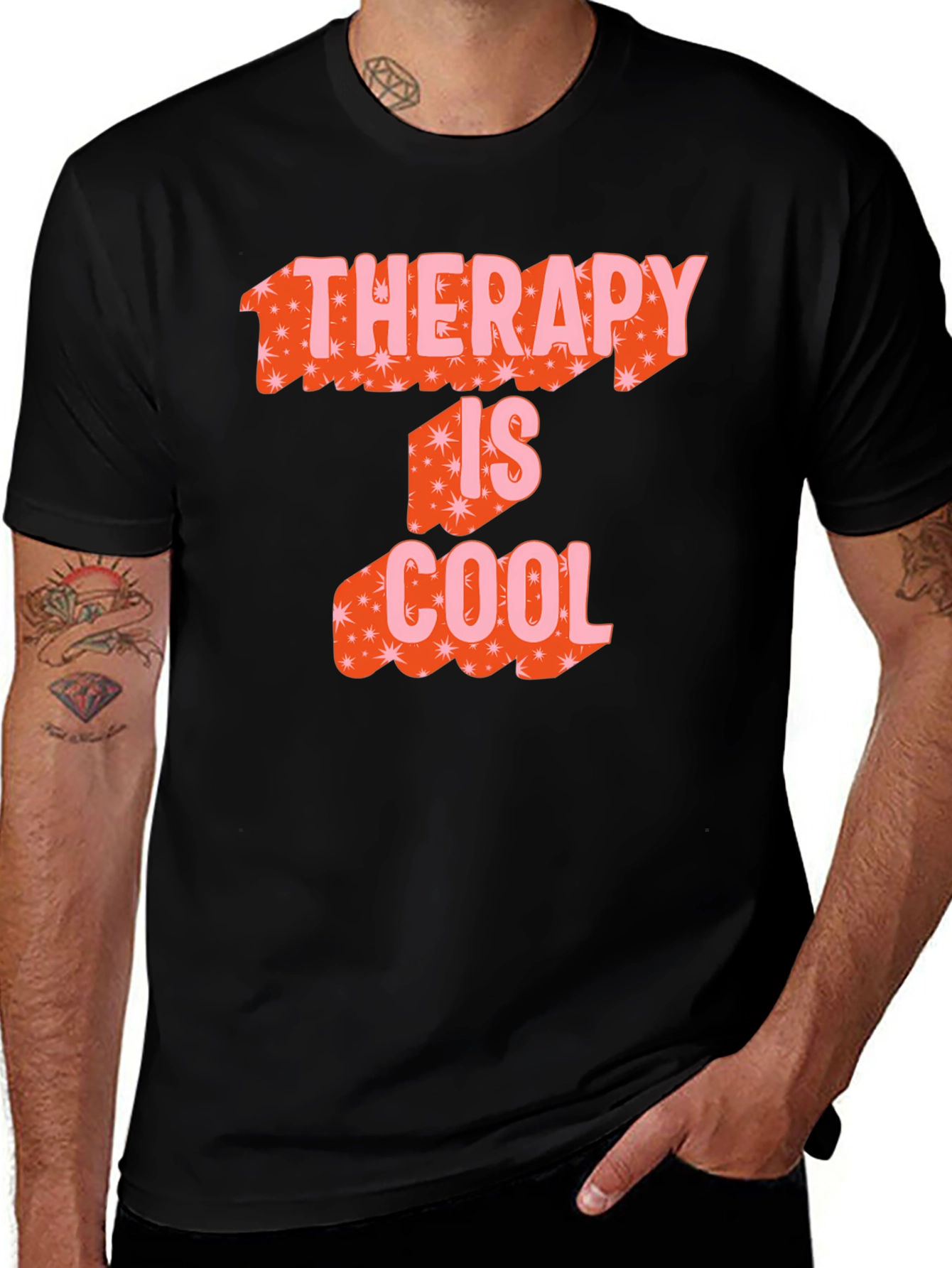 Variant 3 of Therapy Is Cool Graphic Tee - Black