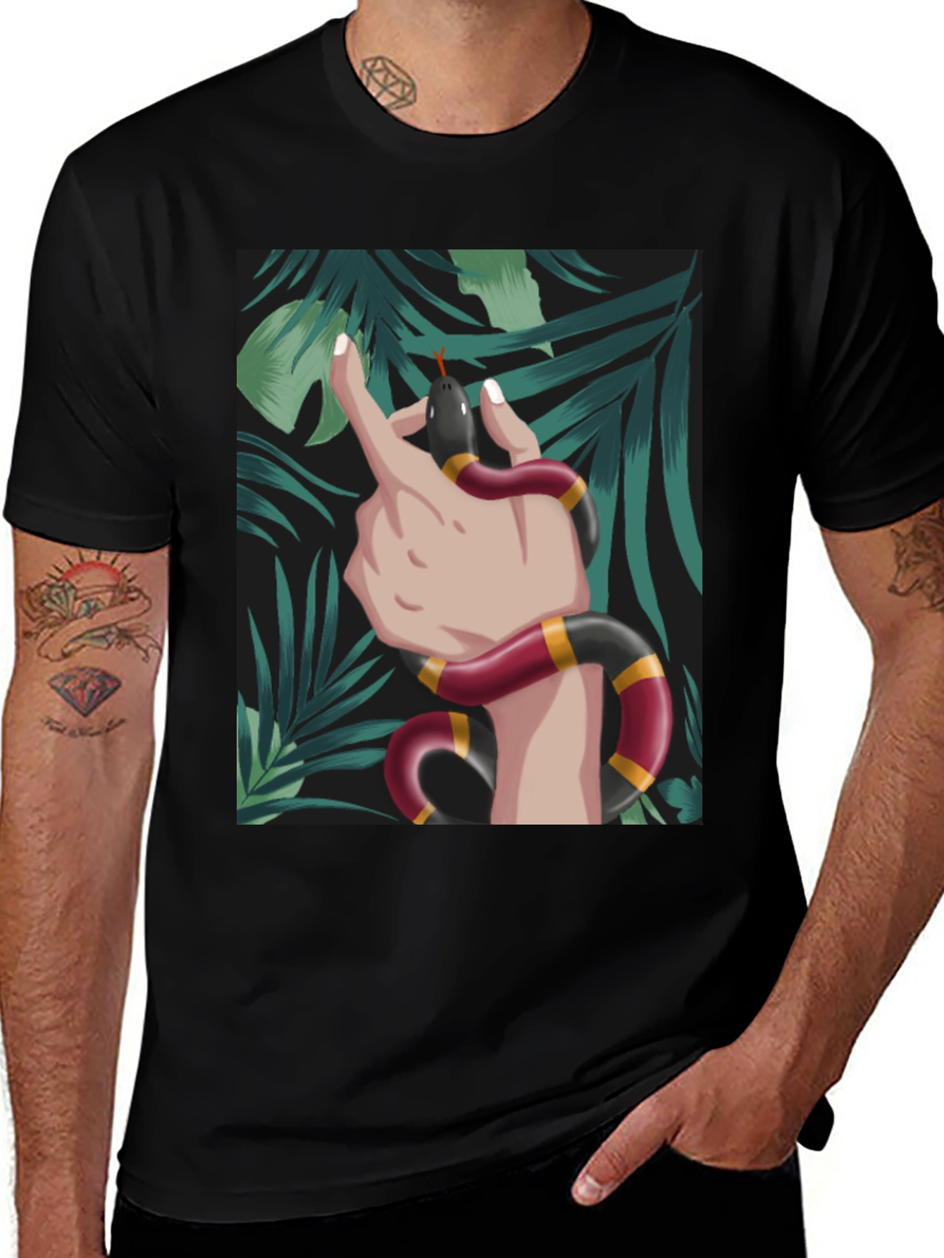 Variant 5 of Snake Wrapped Around Hand Graphic Tee