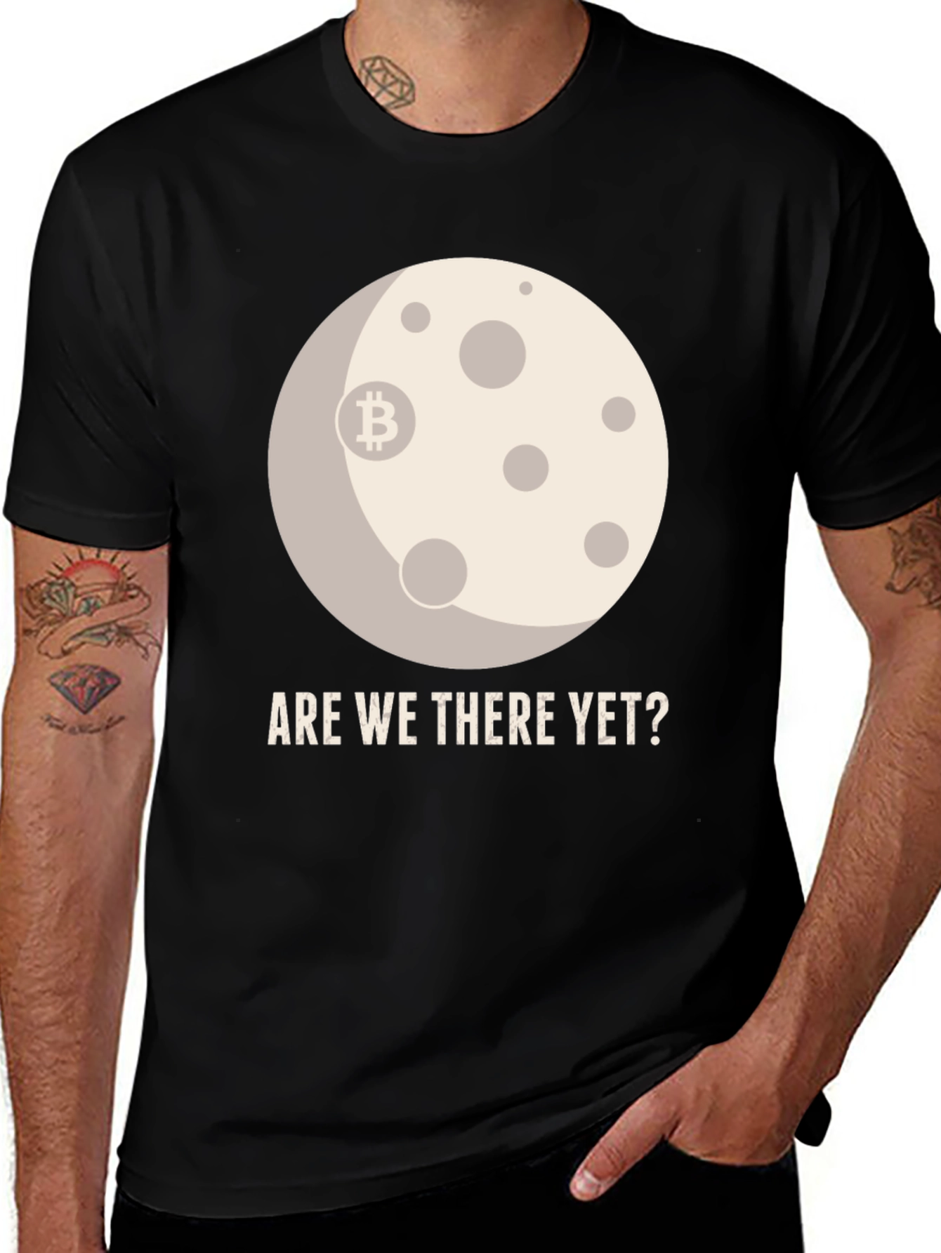 Variant 26 of Bitcoin Moon T-Shirt - Are We There Yet? Crypto Tee