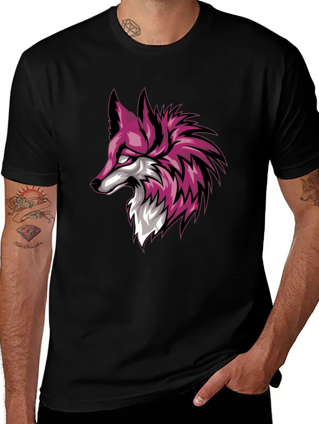 Variant 9 of Black T-Shirt with Fox Graphic