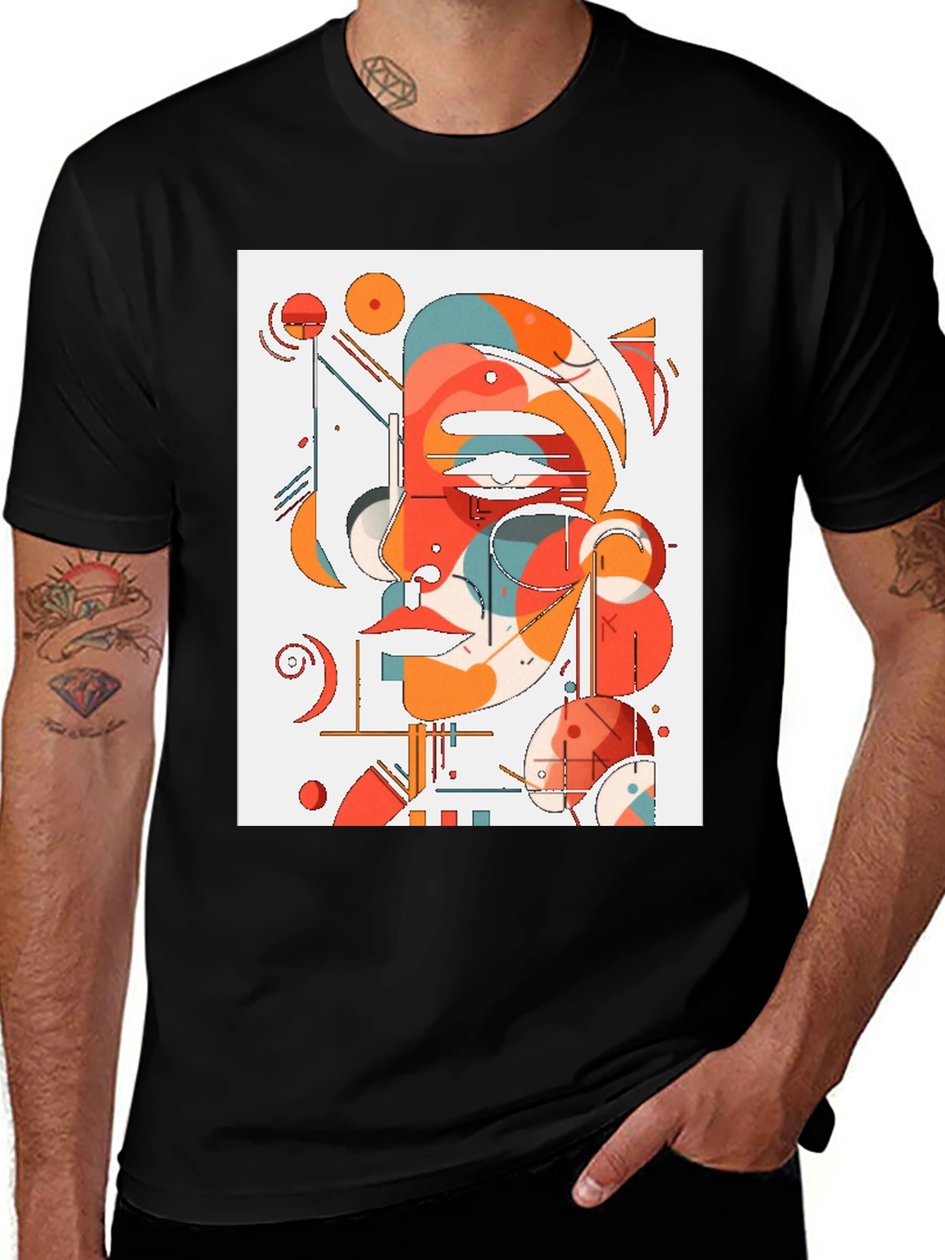 Variant 2 of Abstract Geometric Face Graphic T-Shirt