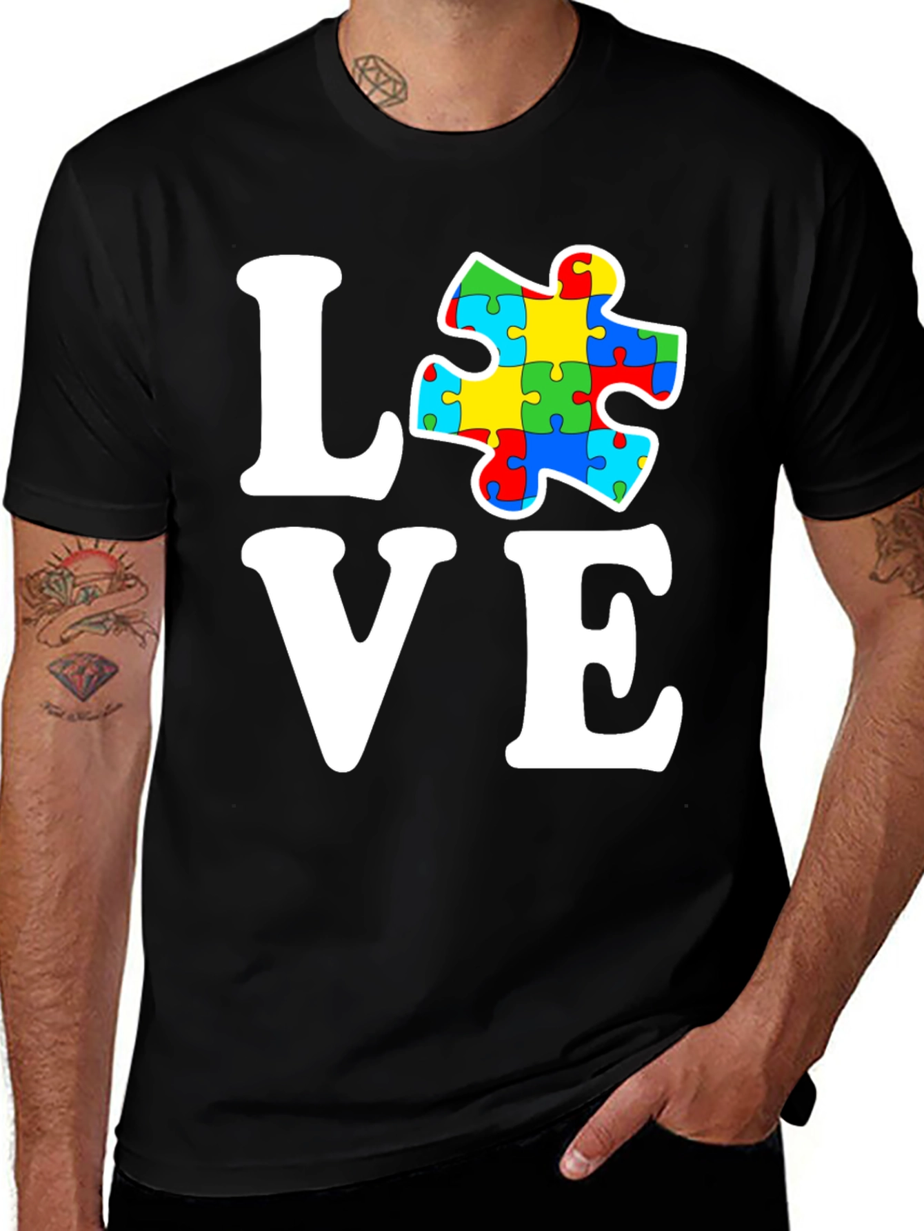 Variant 8 of Autism Awareness Love Puzzle Piece Graphic T-Shirt