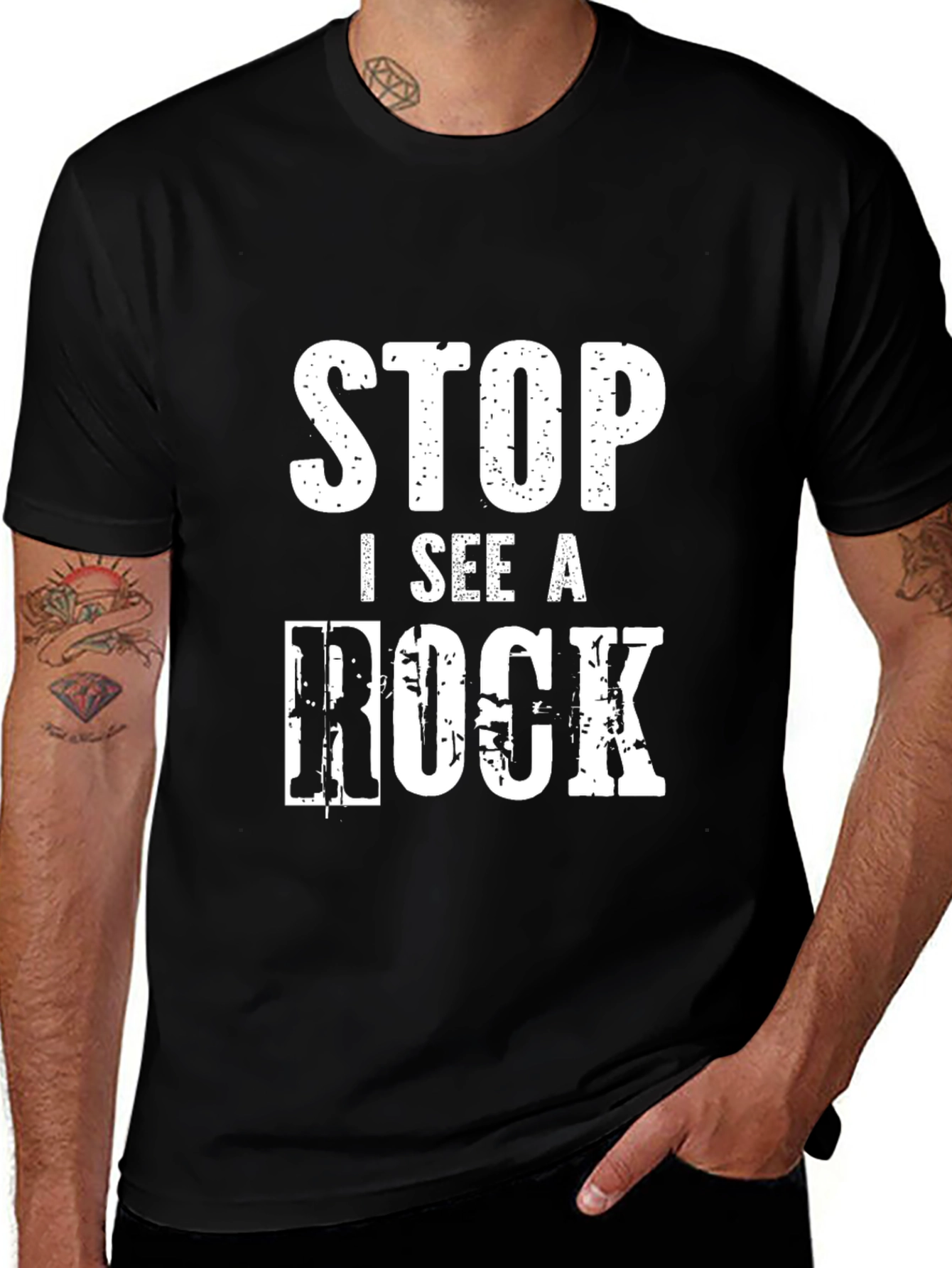 Variant 6 of Stop I See A Rock Graphic Tee - Funny Rockhound Shirt