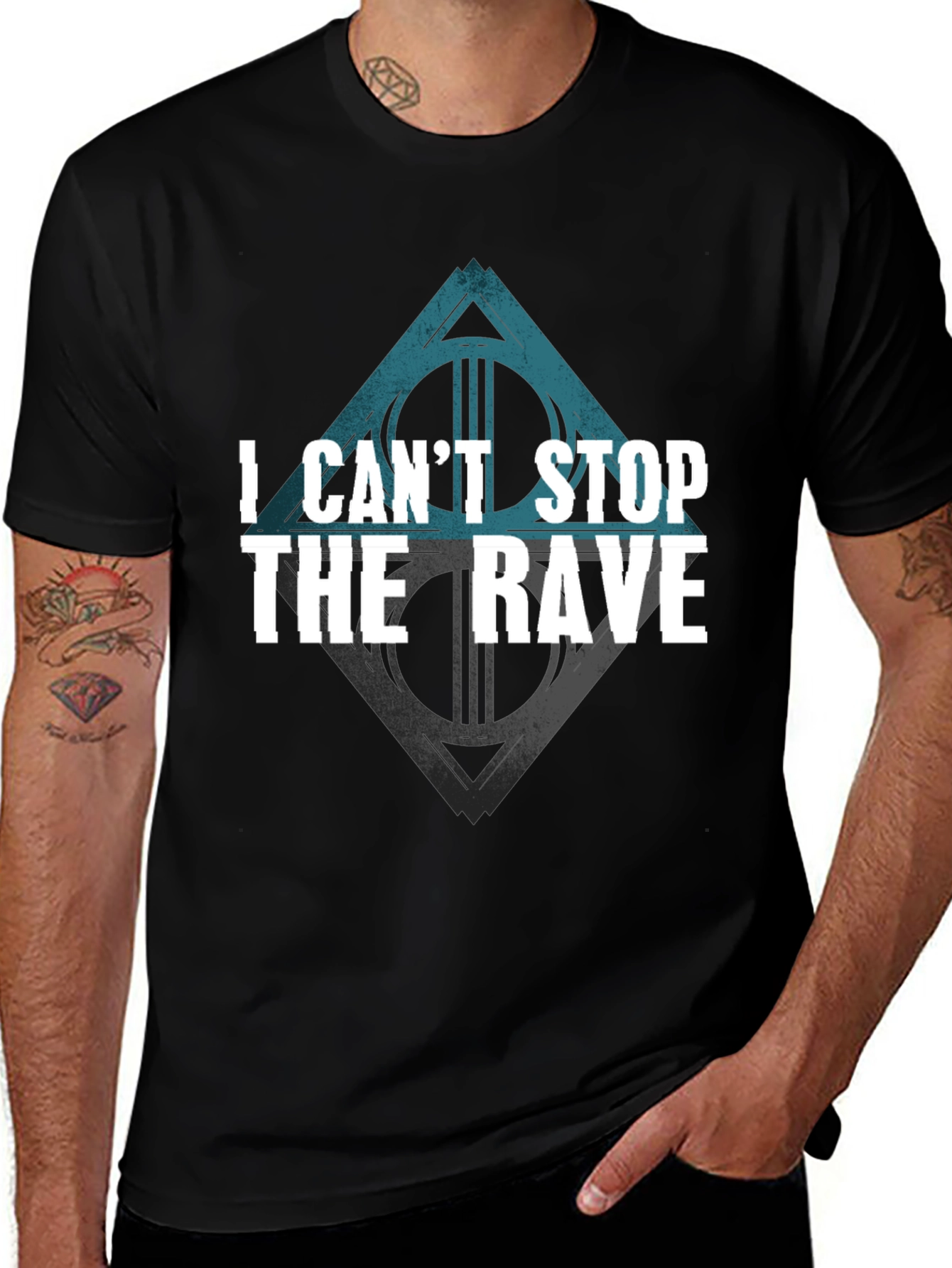 Variant 9 of I Can't Stop The Rave Black T-Shirt