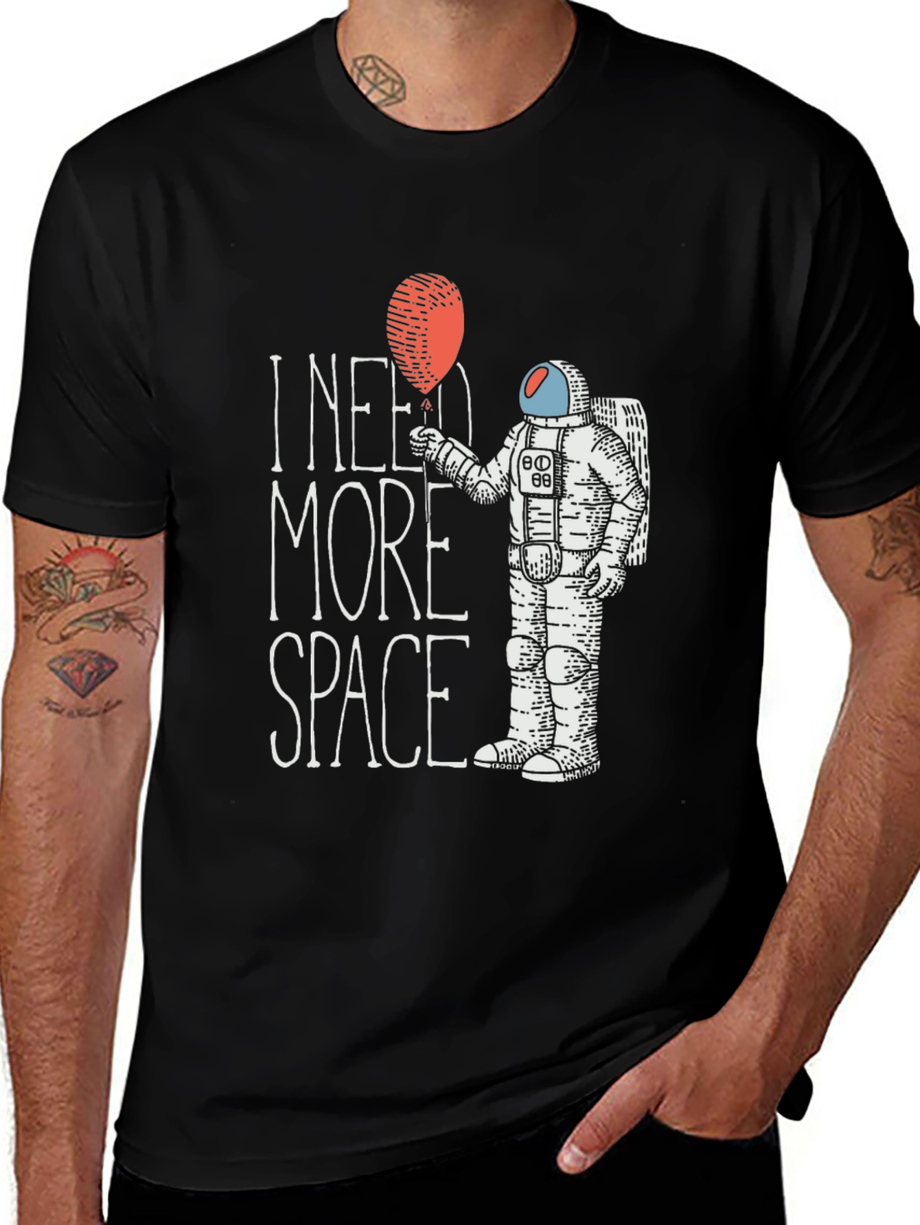 Variant 30 of I Need More Space Graphic T-Shirt - Astronaut Balloon Design