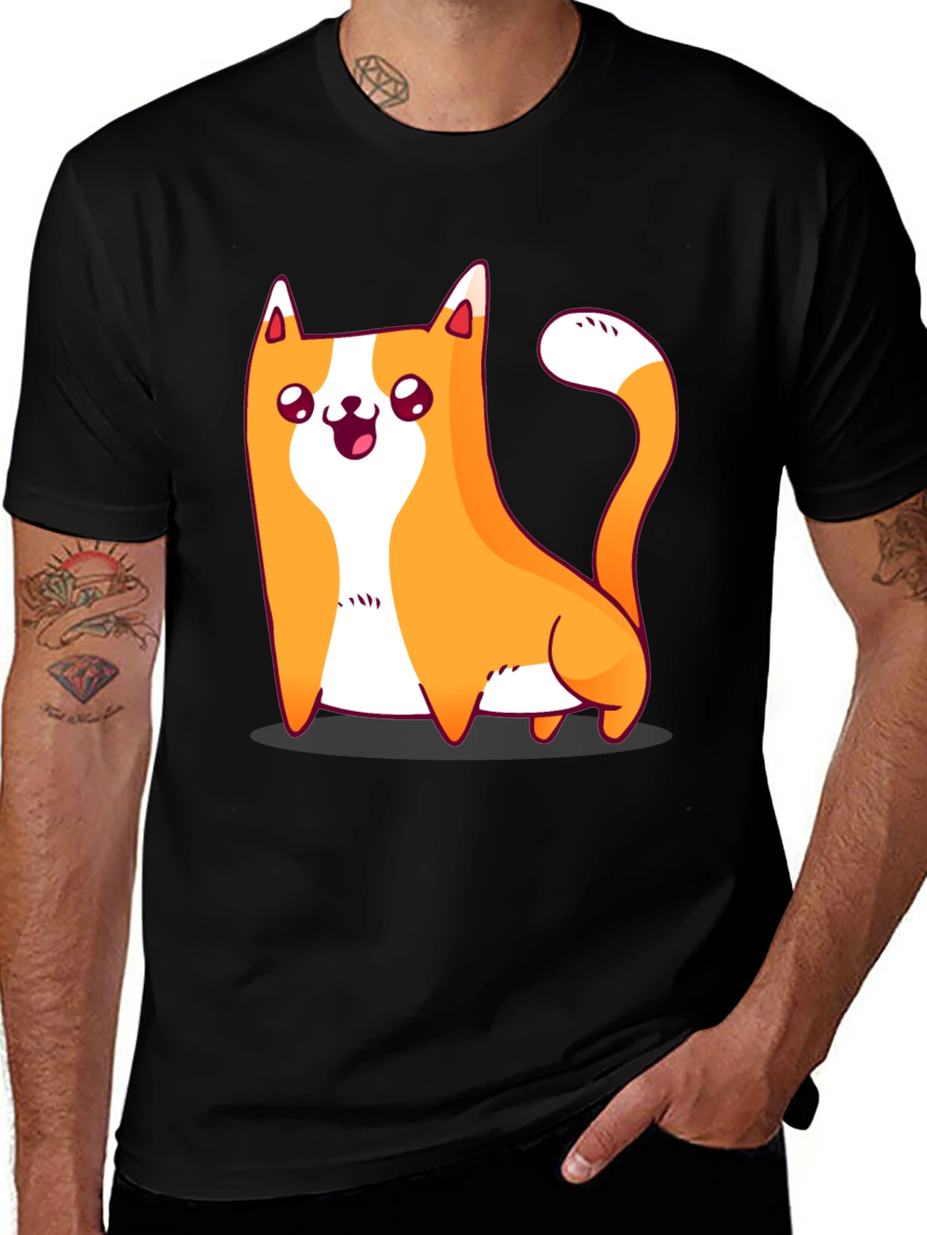 Variant 16 of Cute Cat Graphic Black T-Shirt