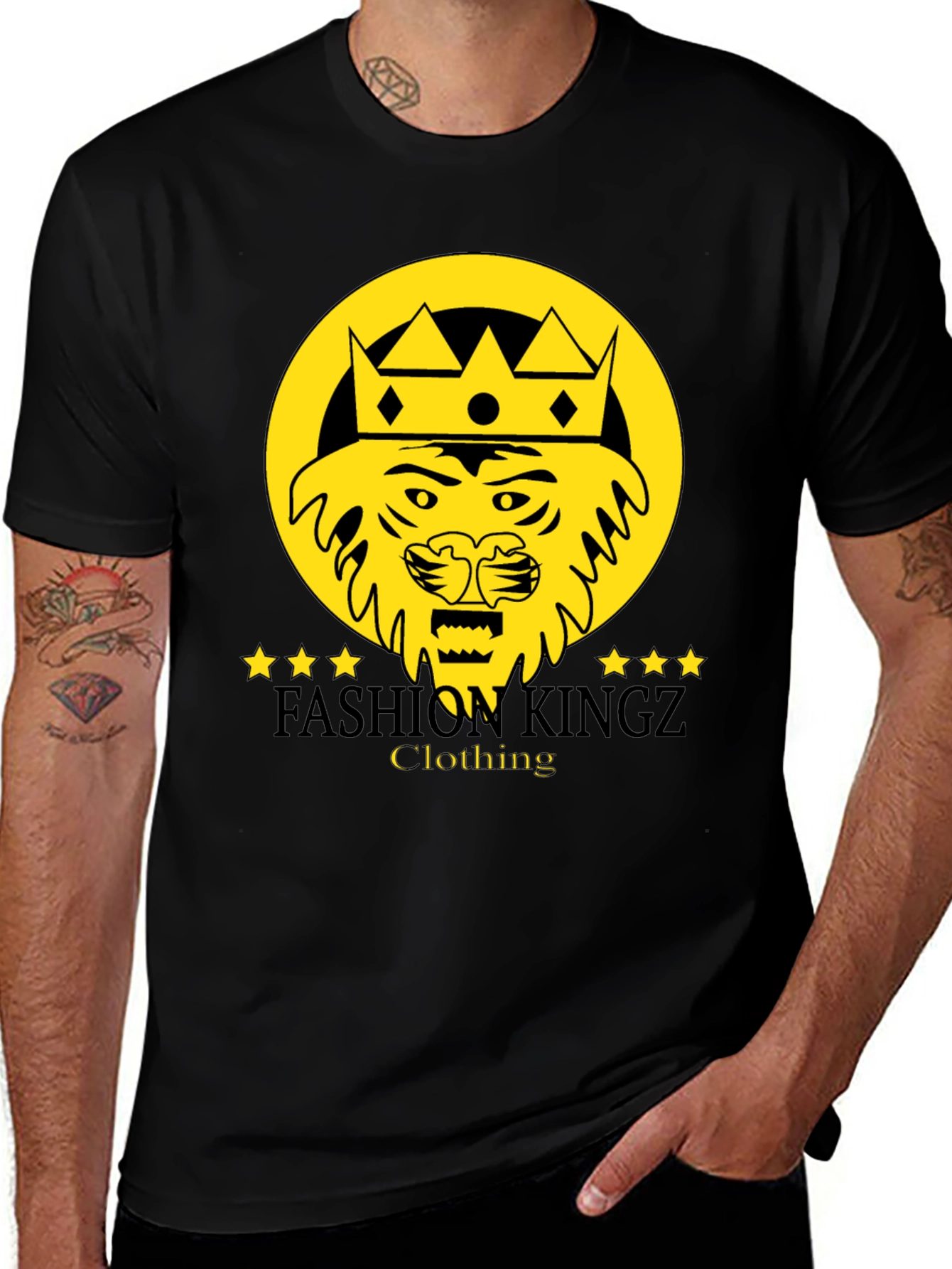 Variant 23 of Fashion Kingz Lion Graphic Tee - Stylish Black T-Shirt