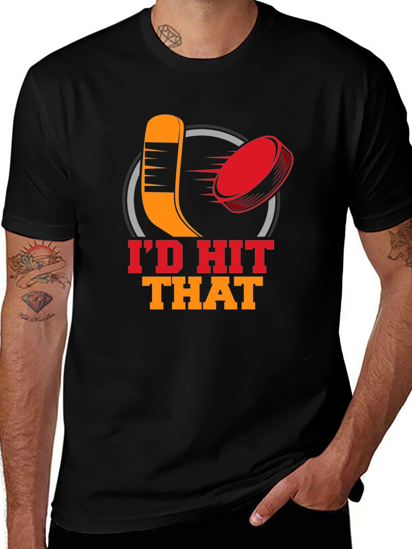 Variant 17 of I'd Hit That Hockey Graphic Tee - Black