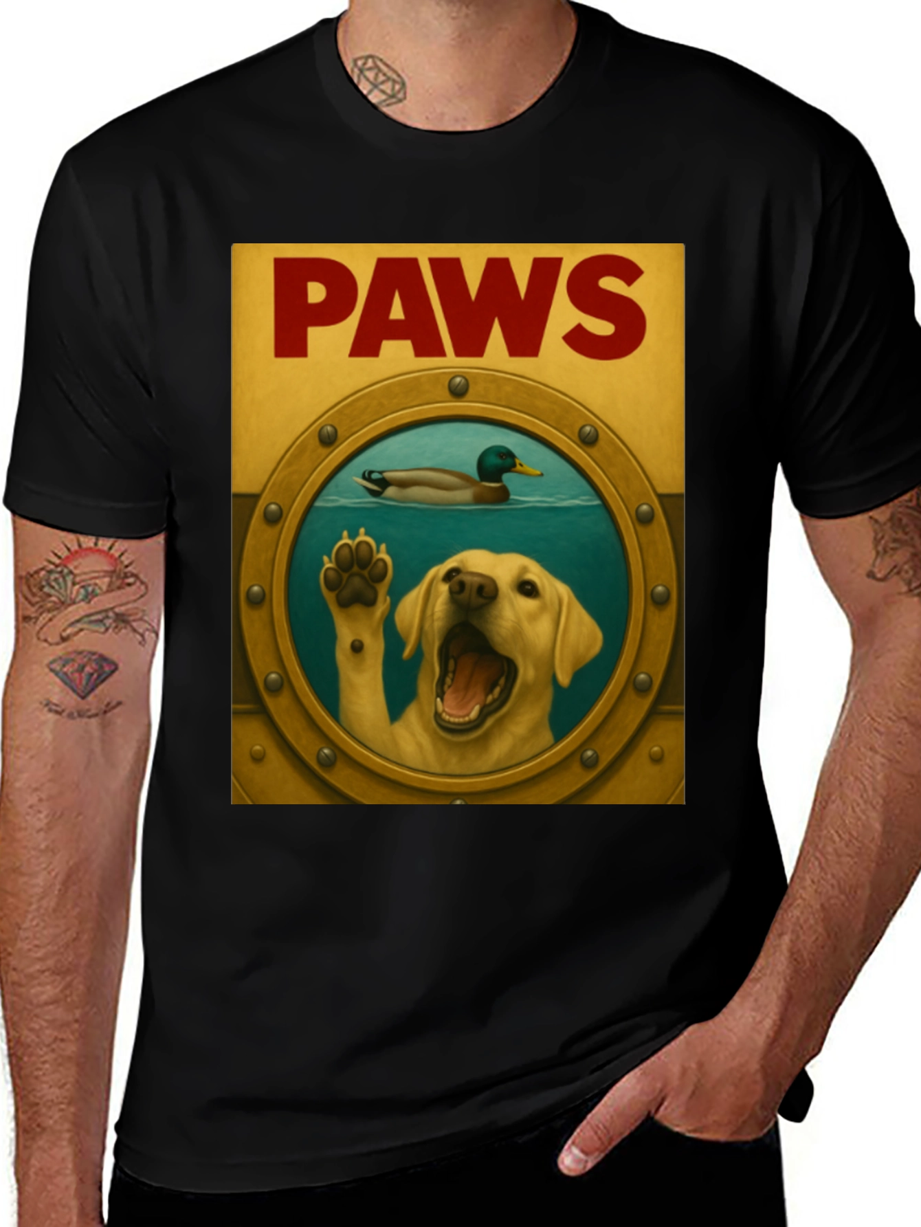 Variant 20 of Paws Dog T-Shirt - Funny Jaws Parody Tee
