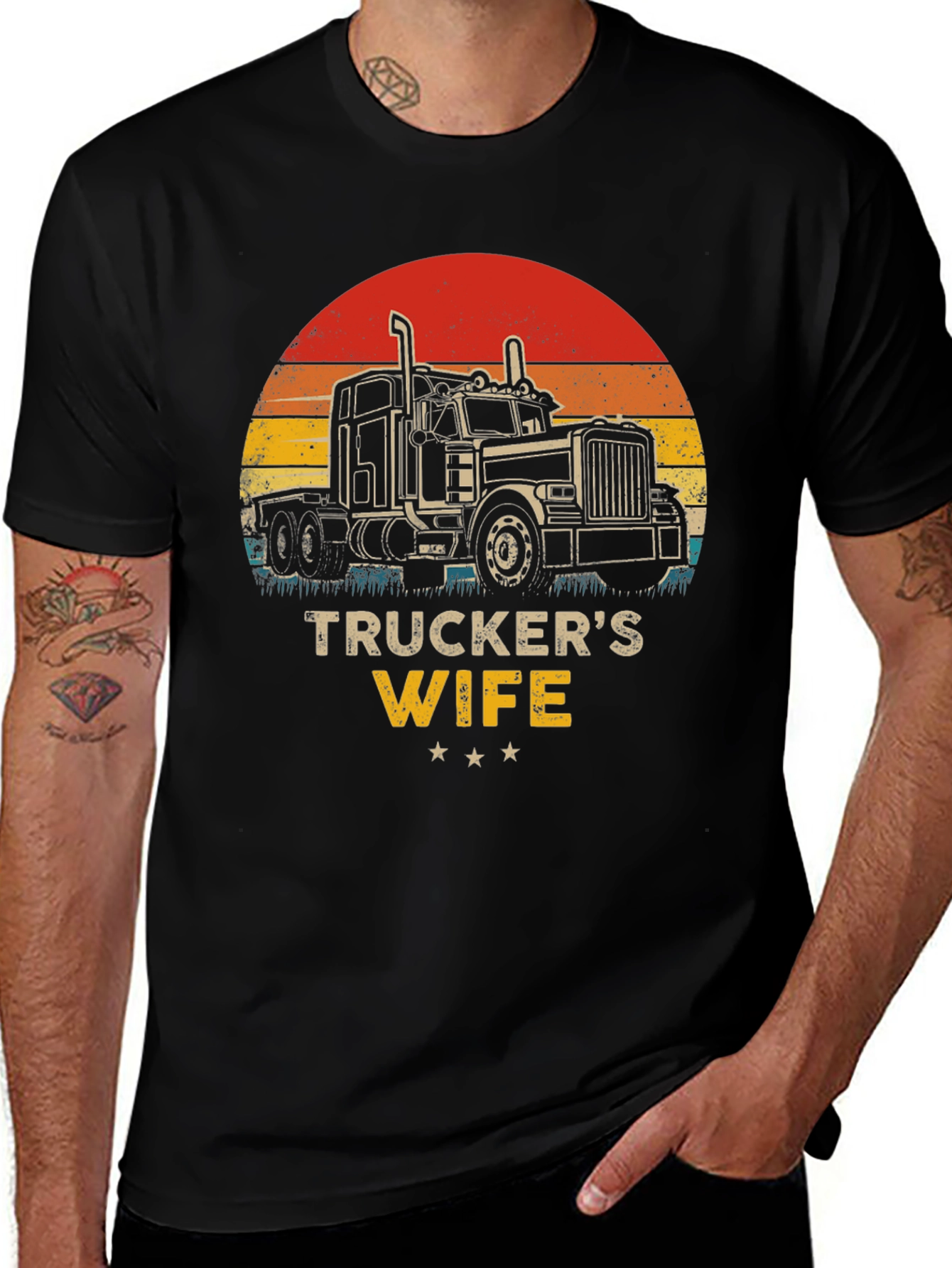 Trucker's Wife Graphic Tee - Sunset Truck Design