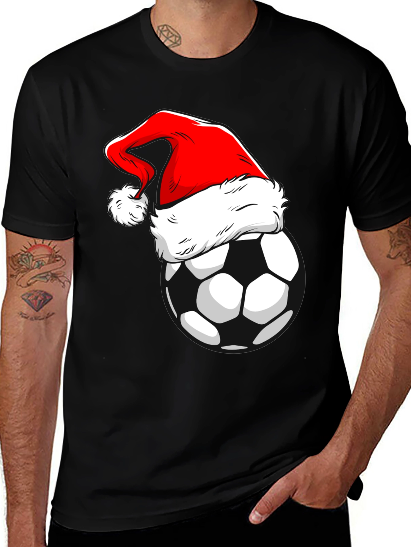 Variant 16 of Festive Soccer Santa T-Shirt - Holiday Cheer