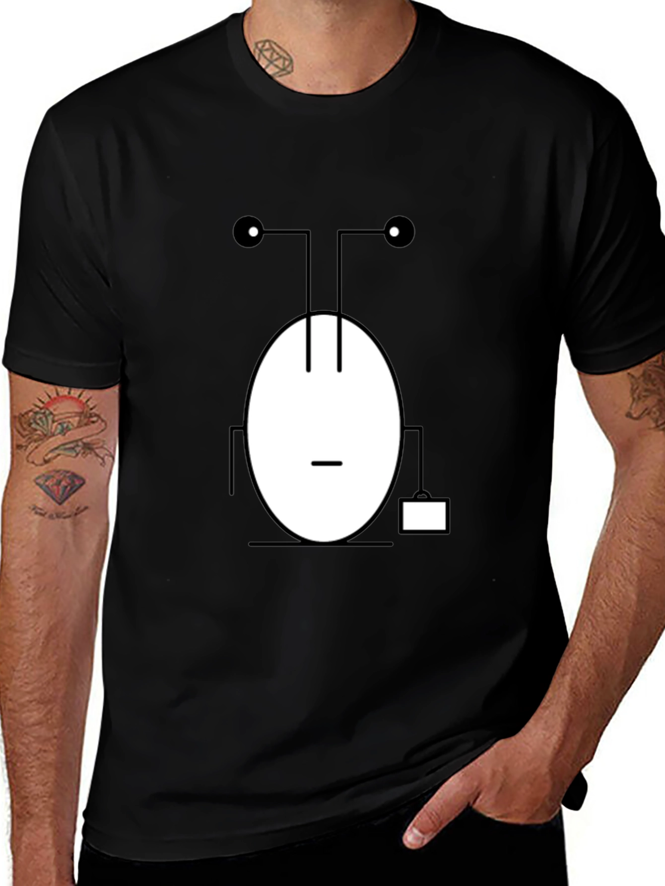 Variant 10 of Abstract Robot Graphic Tee - Modern Minimalist Design