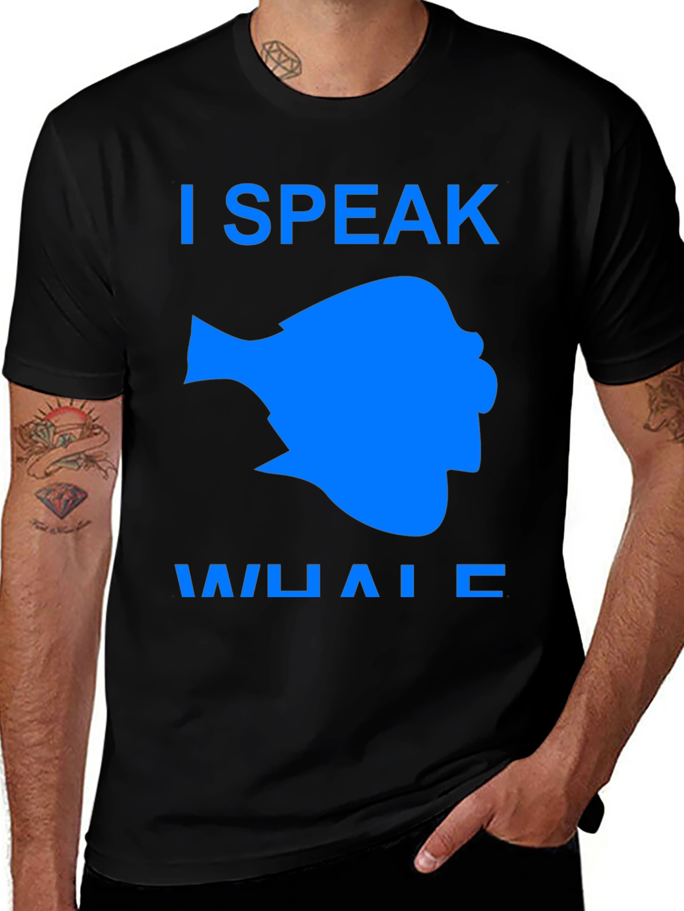 Black I Speak Whale Graphic T-Shirt main image
