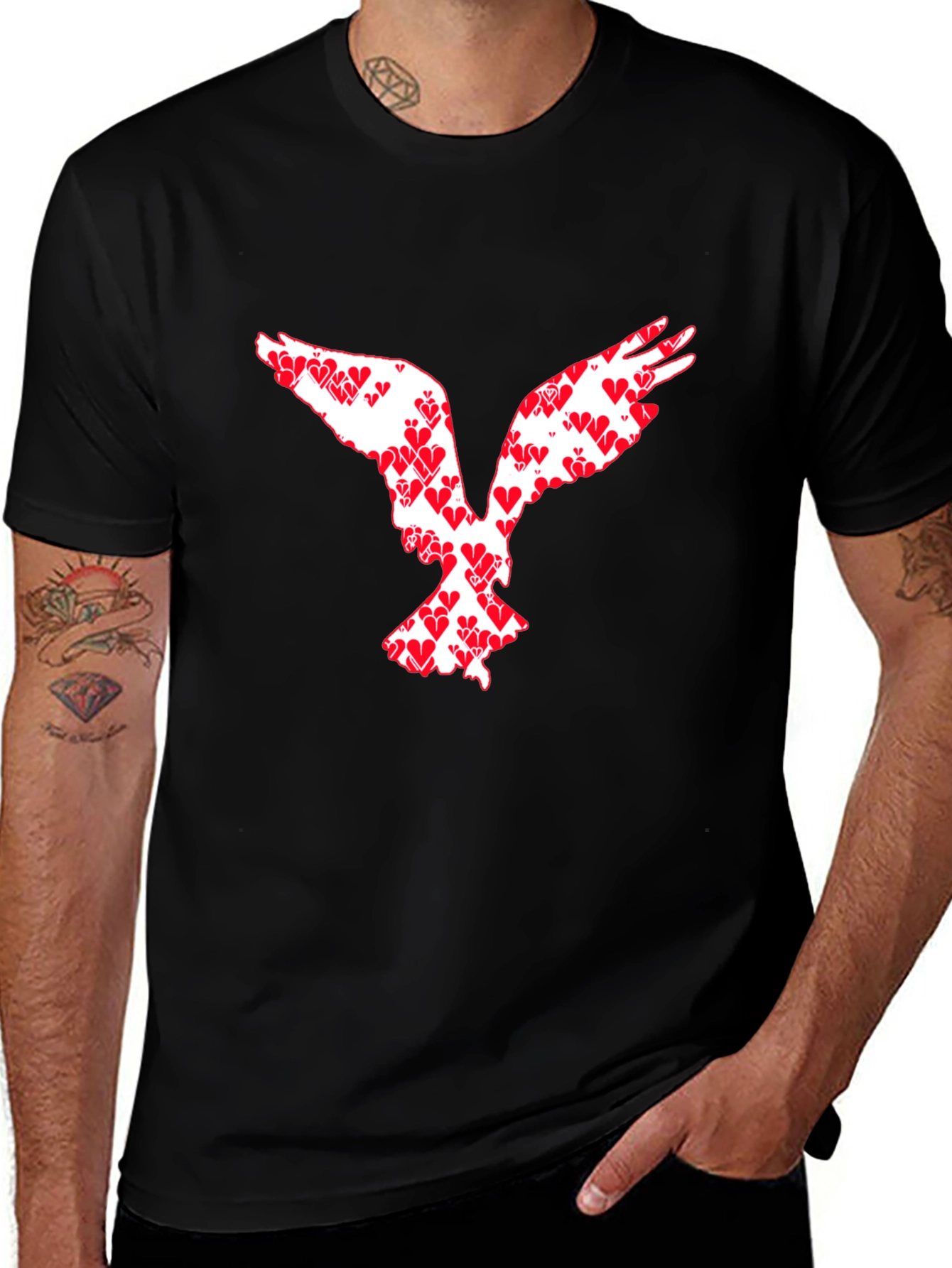 Variant 15 of Heart Dove Graphic Tee - Black