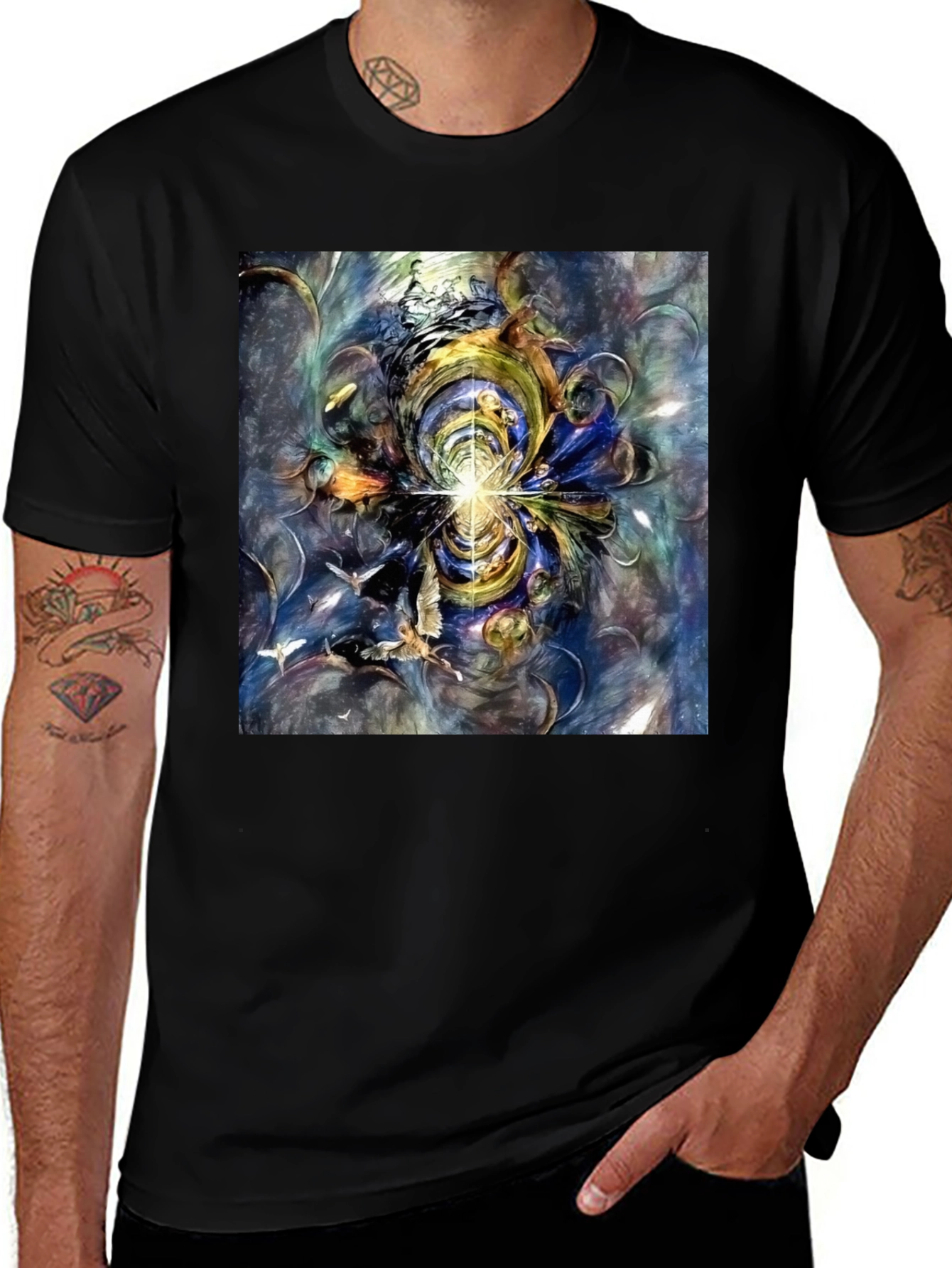 Variant 11 of Abstract Art Tee - Black Graphic T-Shirt