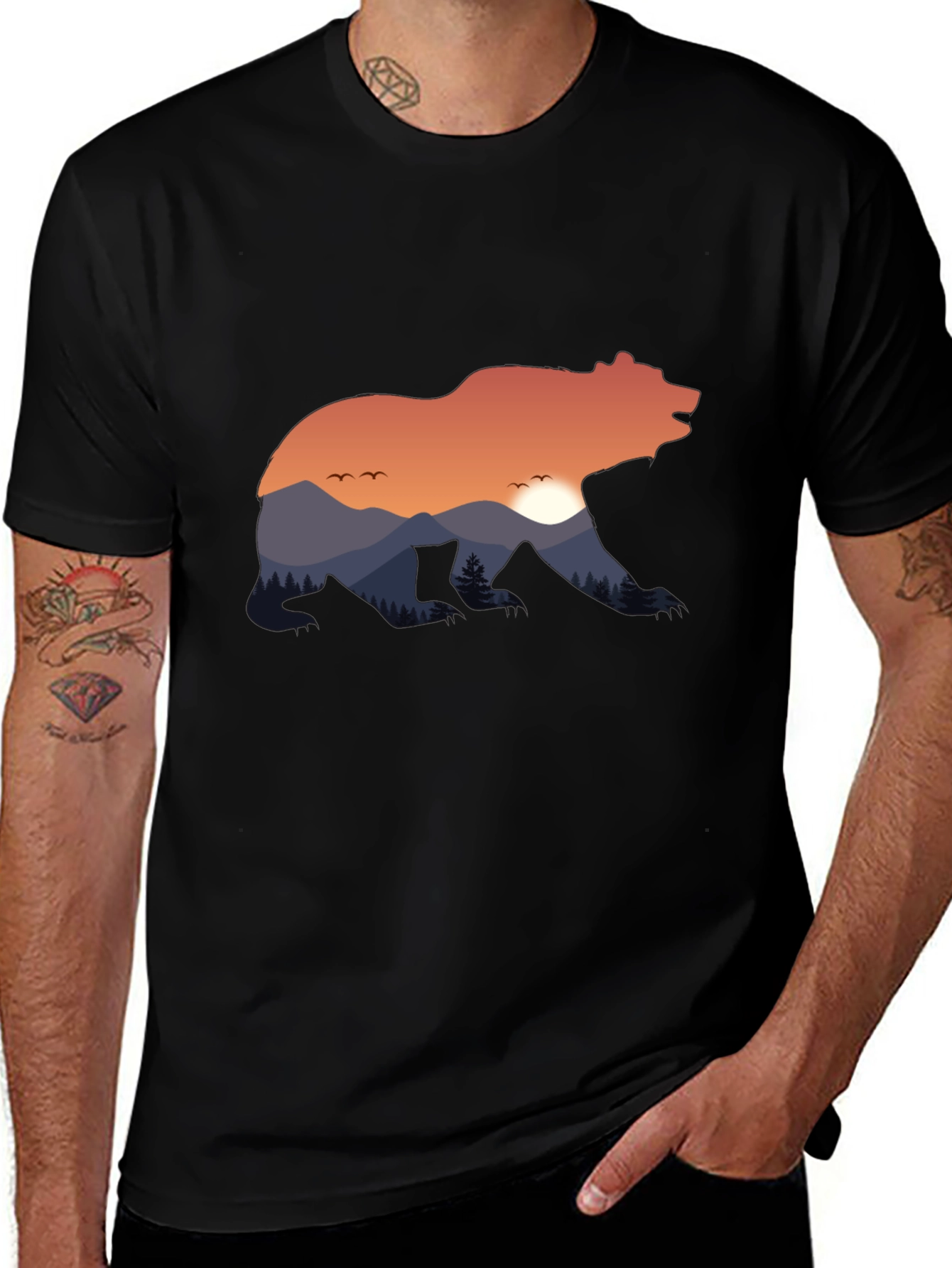 Variant 15 of Bear Silhouette Landscape Graphic Tee