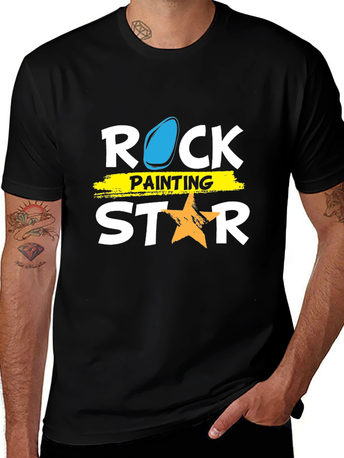 Variant 21 of Rock Painting Star Graphic Tee - Trendy Casual Shirt