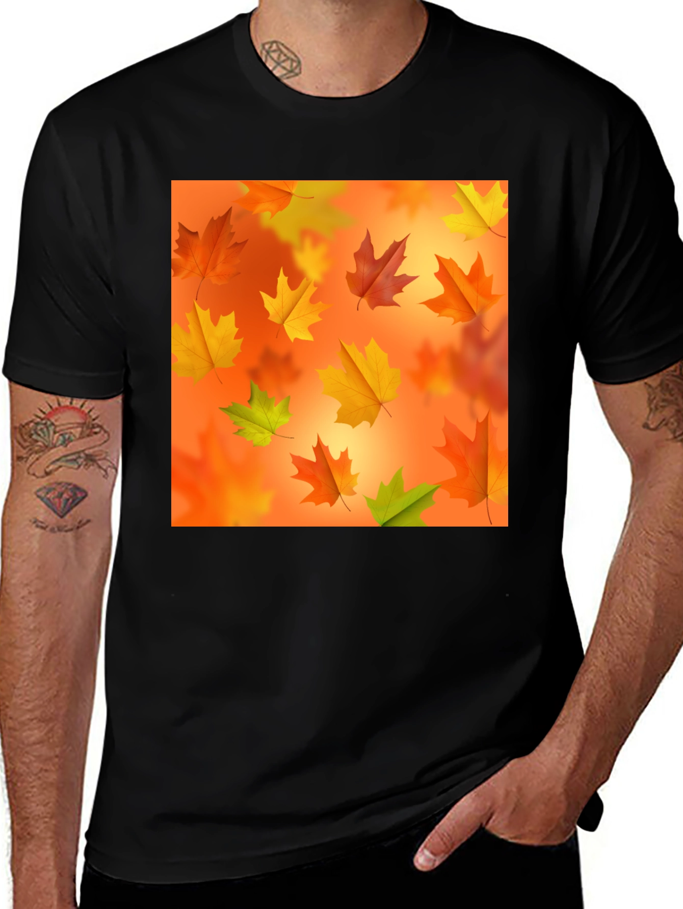Variant 12 of Autumn Leaves Graphic Tee - Black
