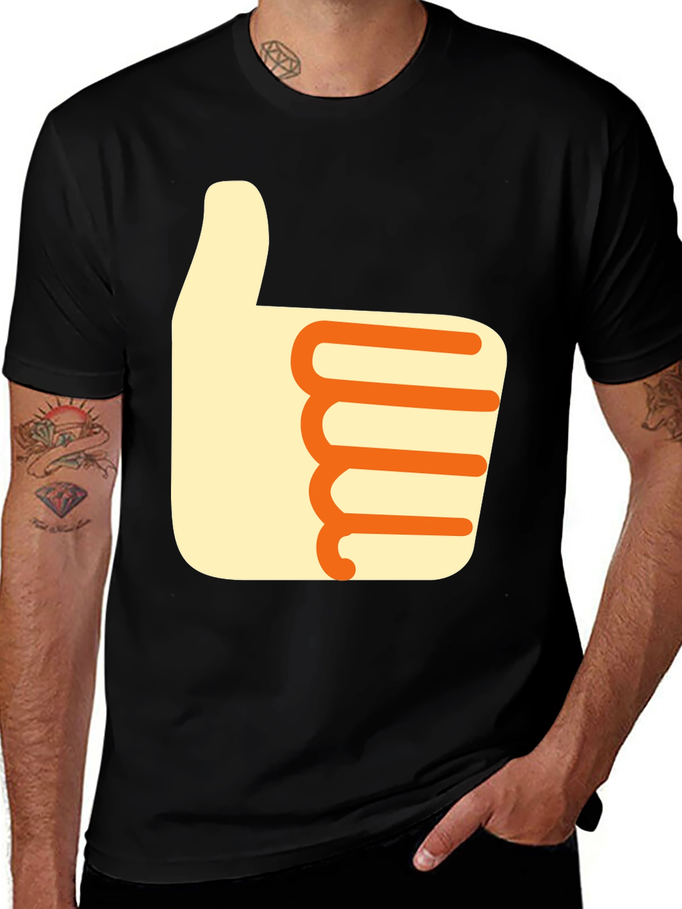 Variant 25 of Thumbs Up Graphic Tee - Casual Black T-Shirt