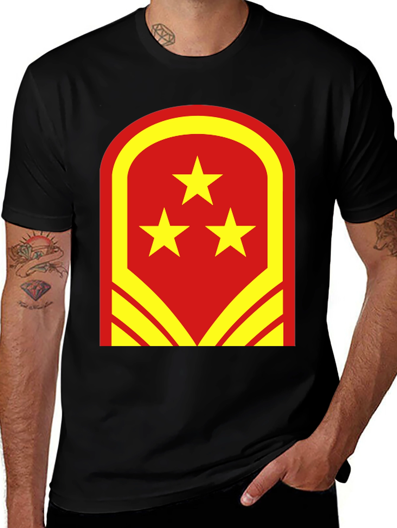 Variant 9 of Red & Yellow Star Graphic Tee - Bold Design