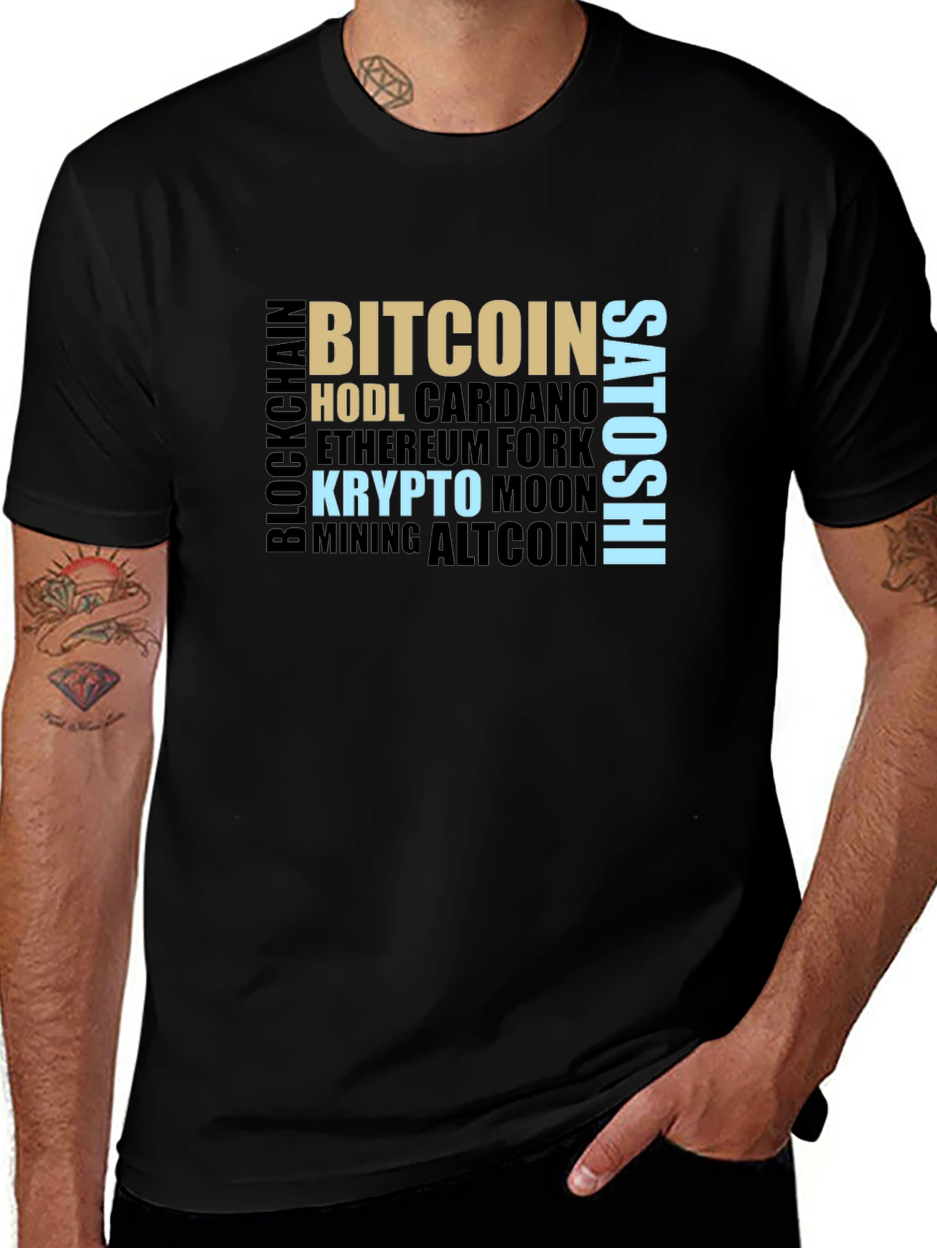 Crypto Word Cloud T-Shirt - Bitcoin, HODL, Satoshi