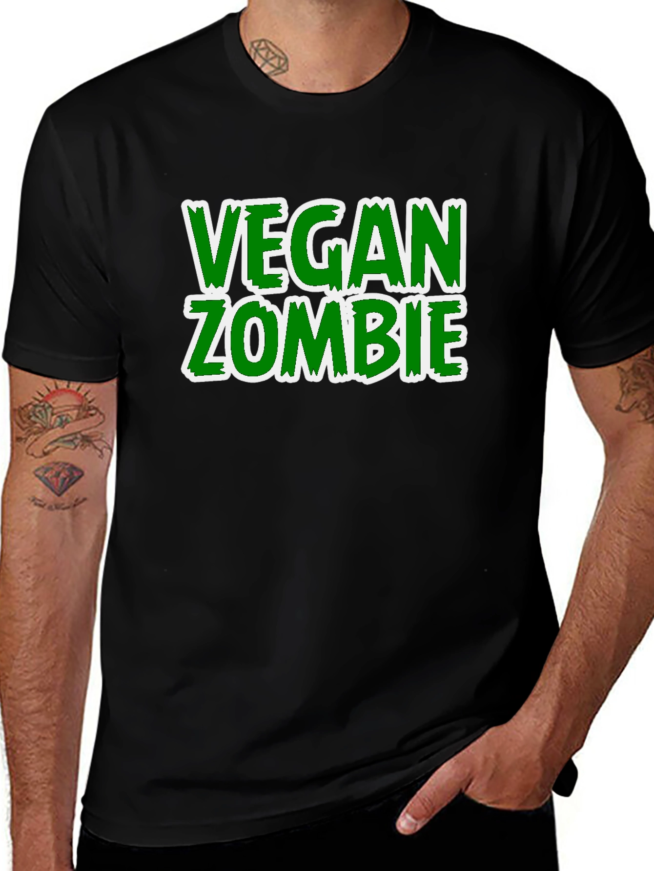 Vegan Zombie T-Shirt - Black Graphic Tee