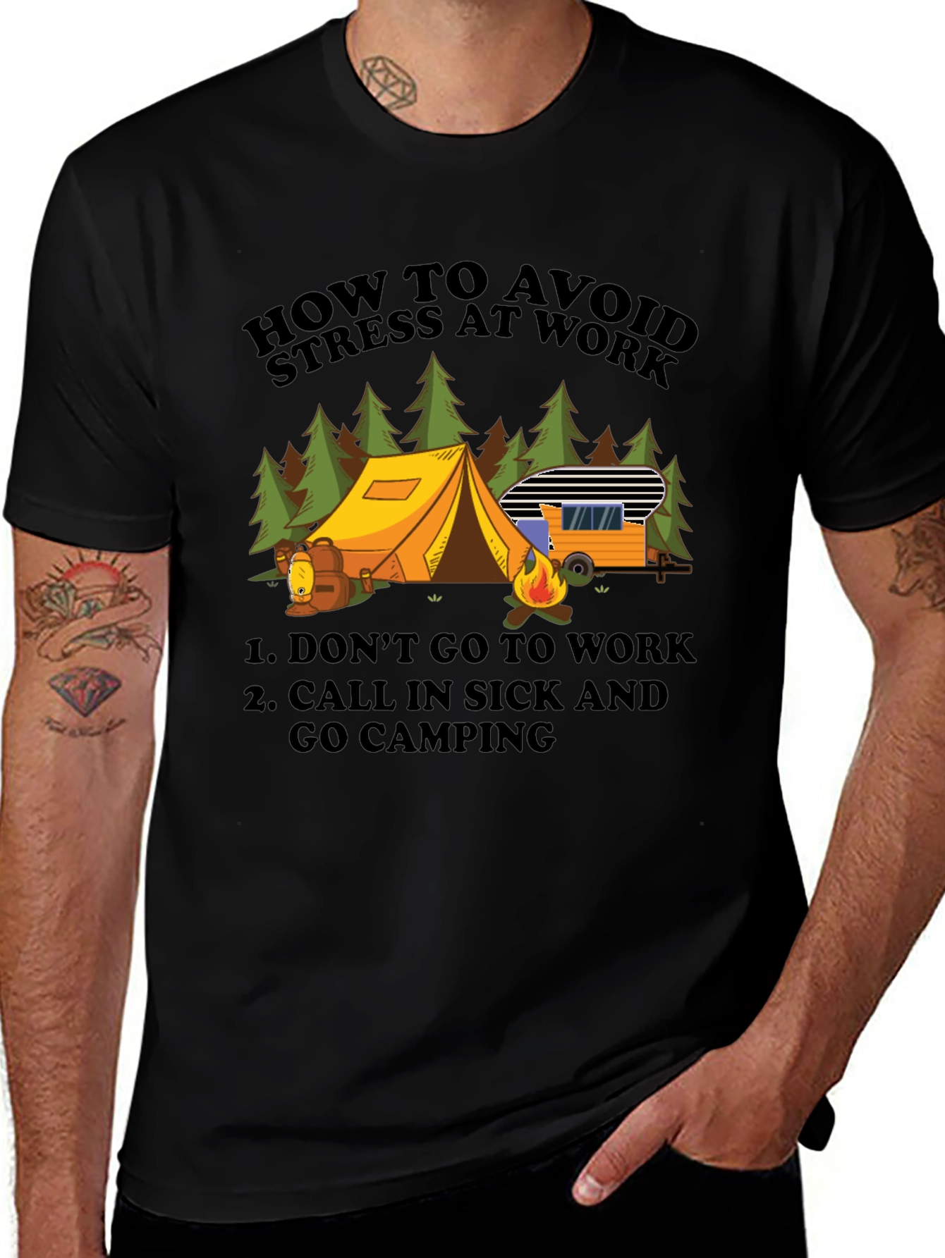 Variant 6 of Avoid Stress Camping T-Shirt - Funny Vacation Tee