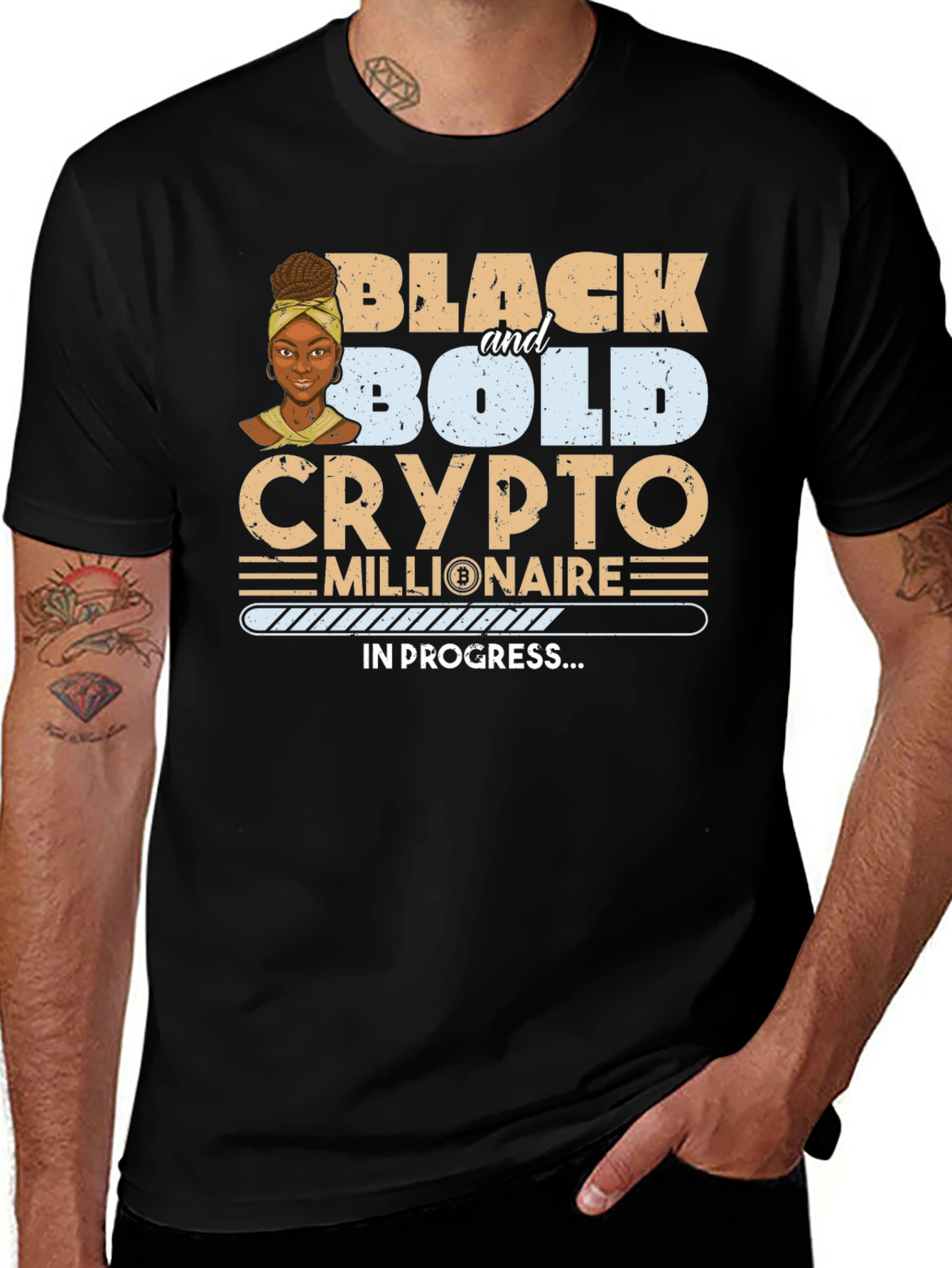 Variant 3 of Black & Bold Crypto Millionaire In Progress T-Shirt