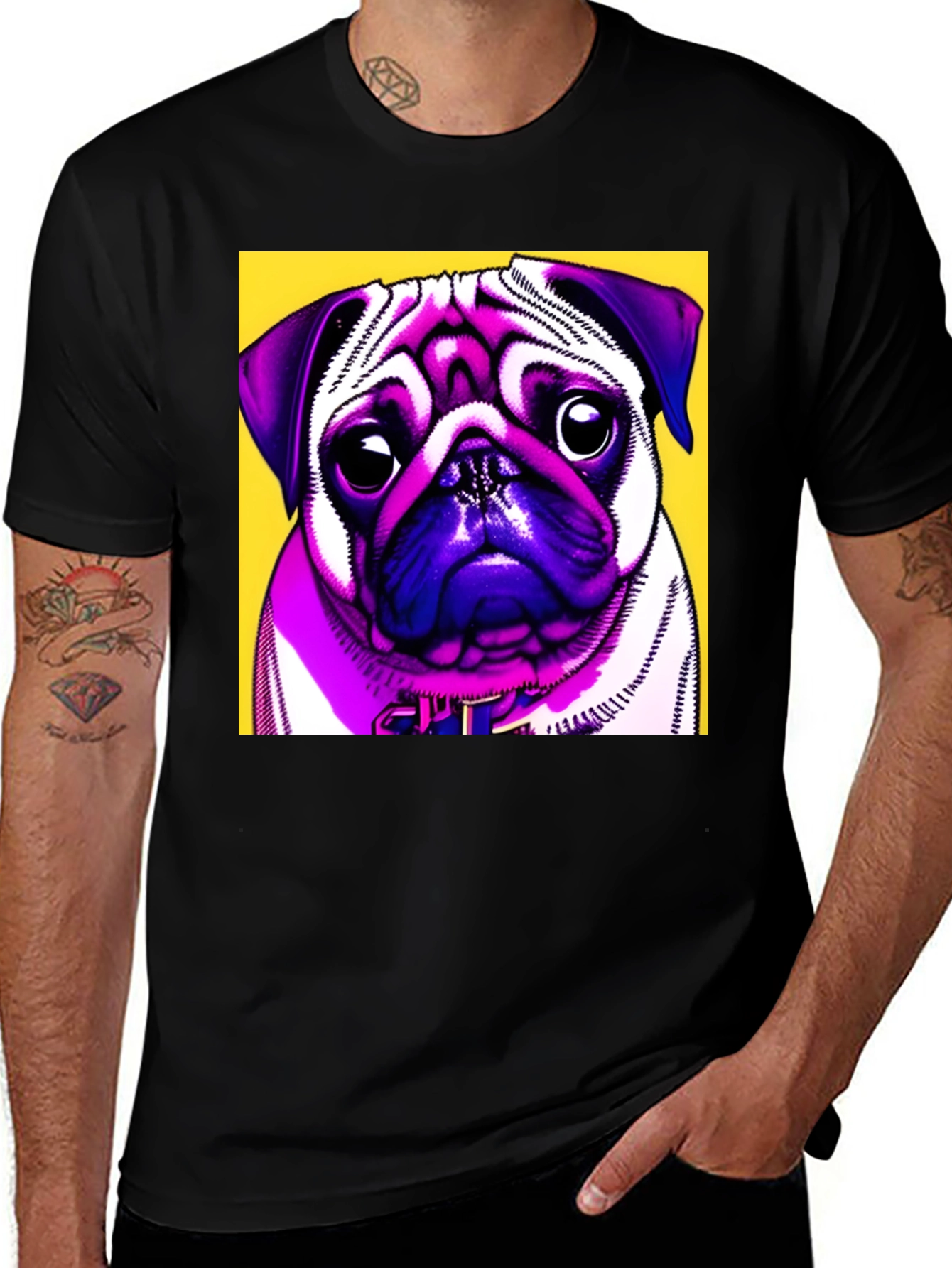 Variant 8 of Pug Portrait Graphic Tee - Unique Colorful Dog T-Shirt