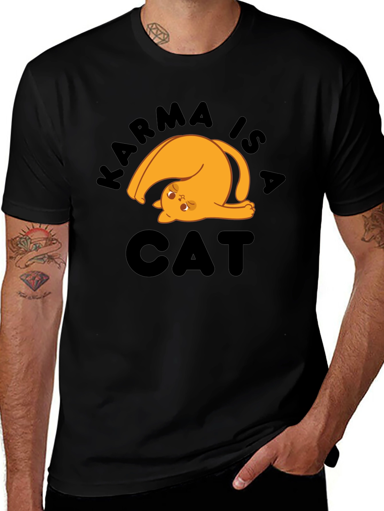 Karma is a Cat T-Shirt - Novelty Graphic Tee