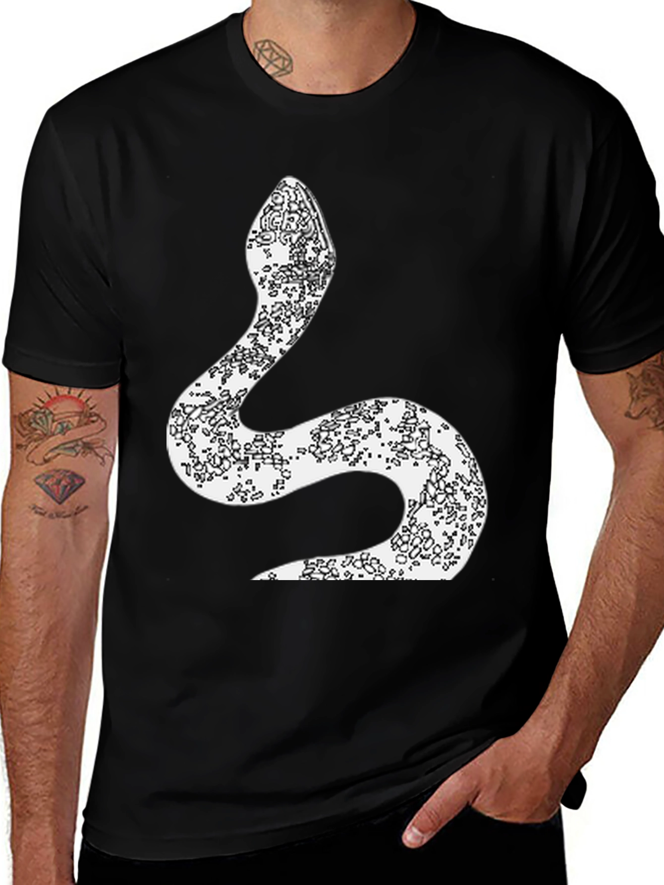 Variant 17 of Cool Snake Graphic Tee - Men's Black T-Shirt
