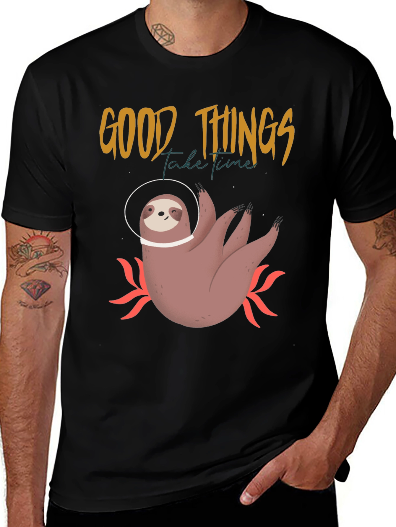 Variant 2 of Sloth Astronaut Graphic T-Shirt - Good Things Take Time
