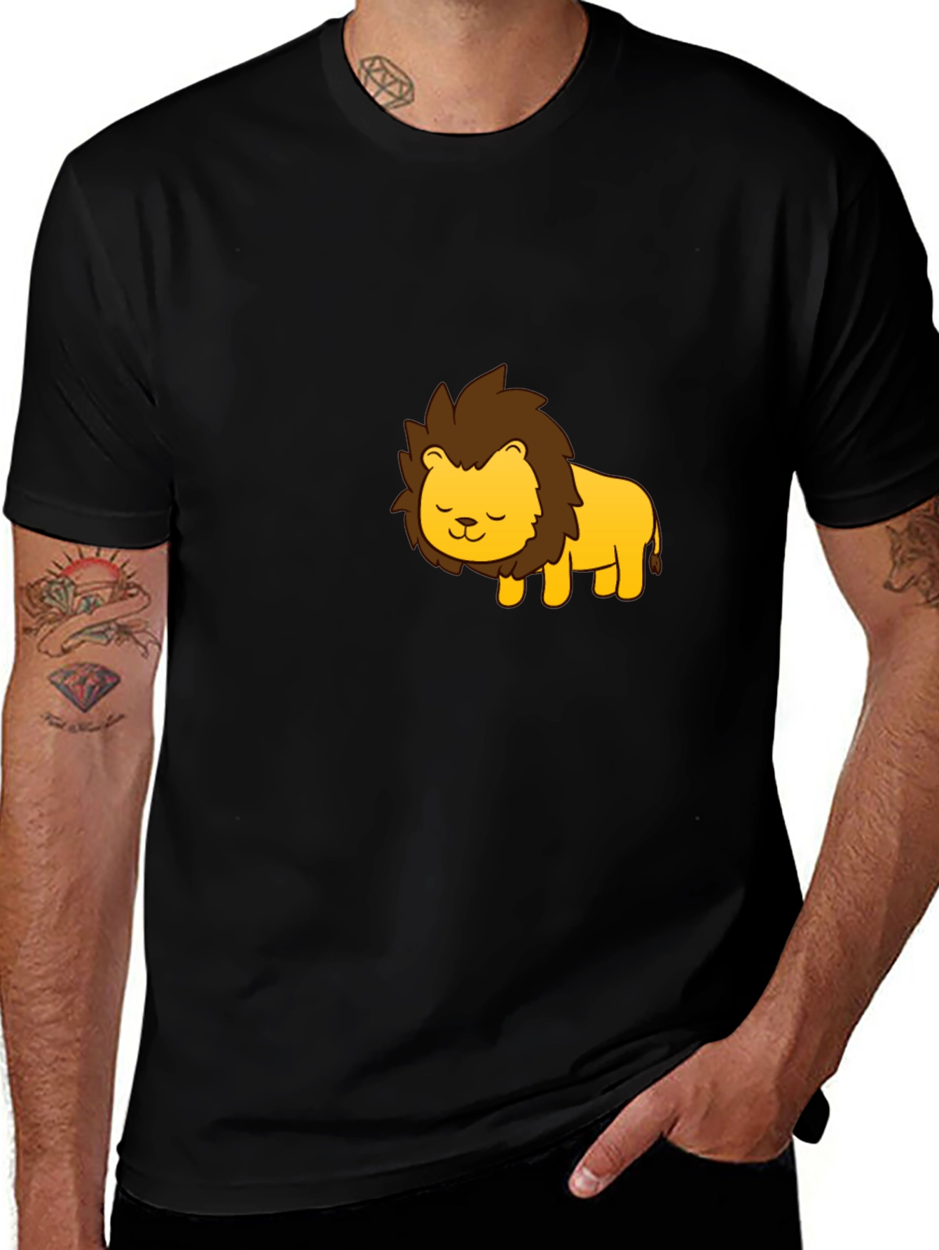 Variant 28 of Cute Cartoon Lion Graphic Black T-Shirt