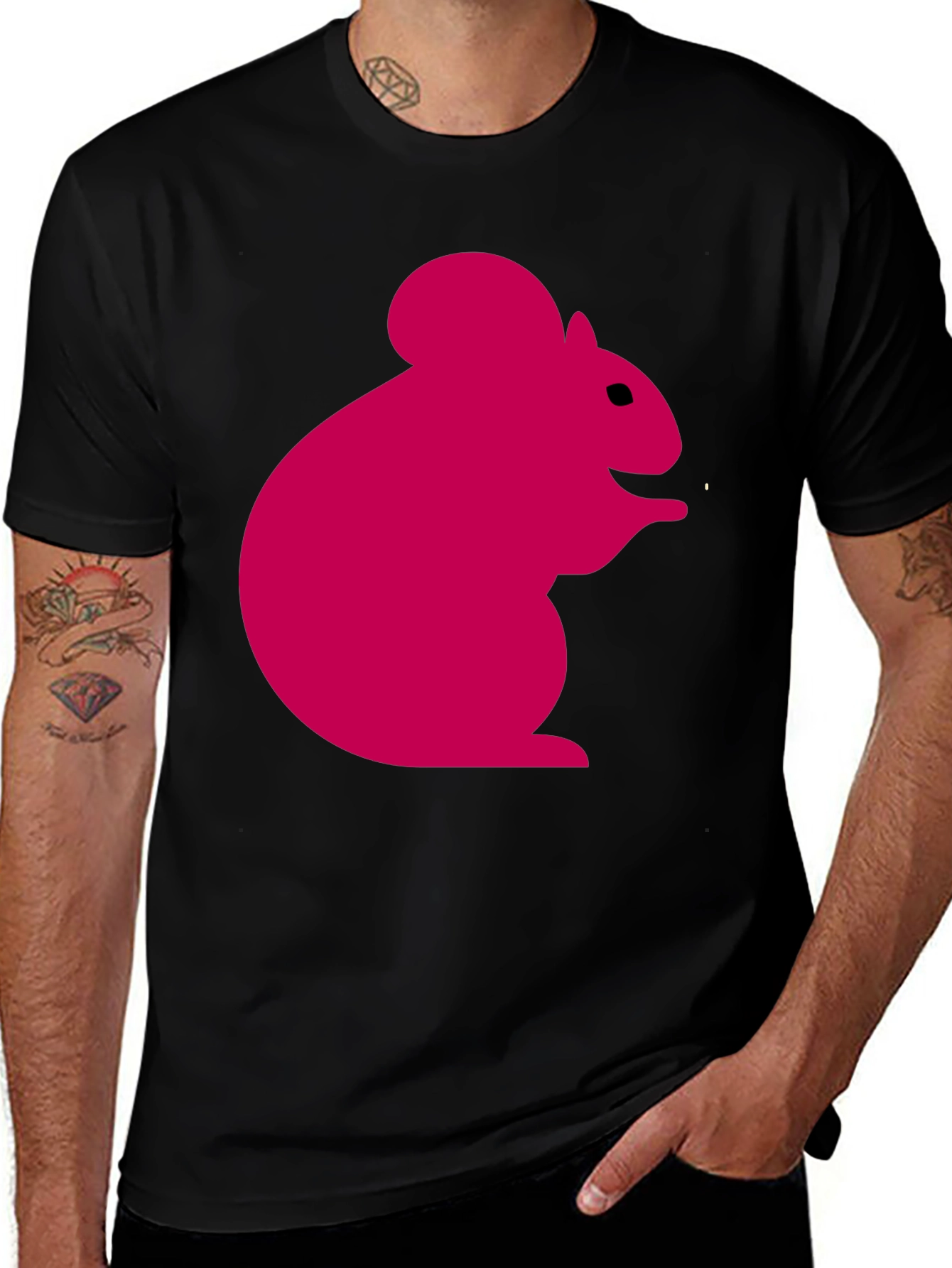 Pink Squirrel Graphic Tee - Men's Black T-Shirt