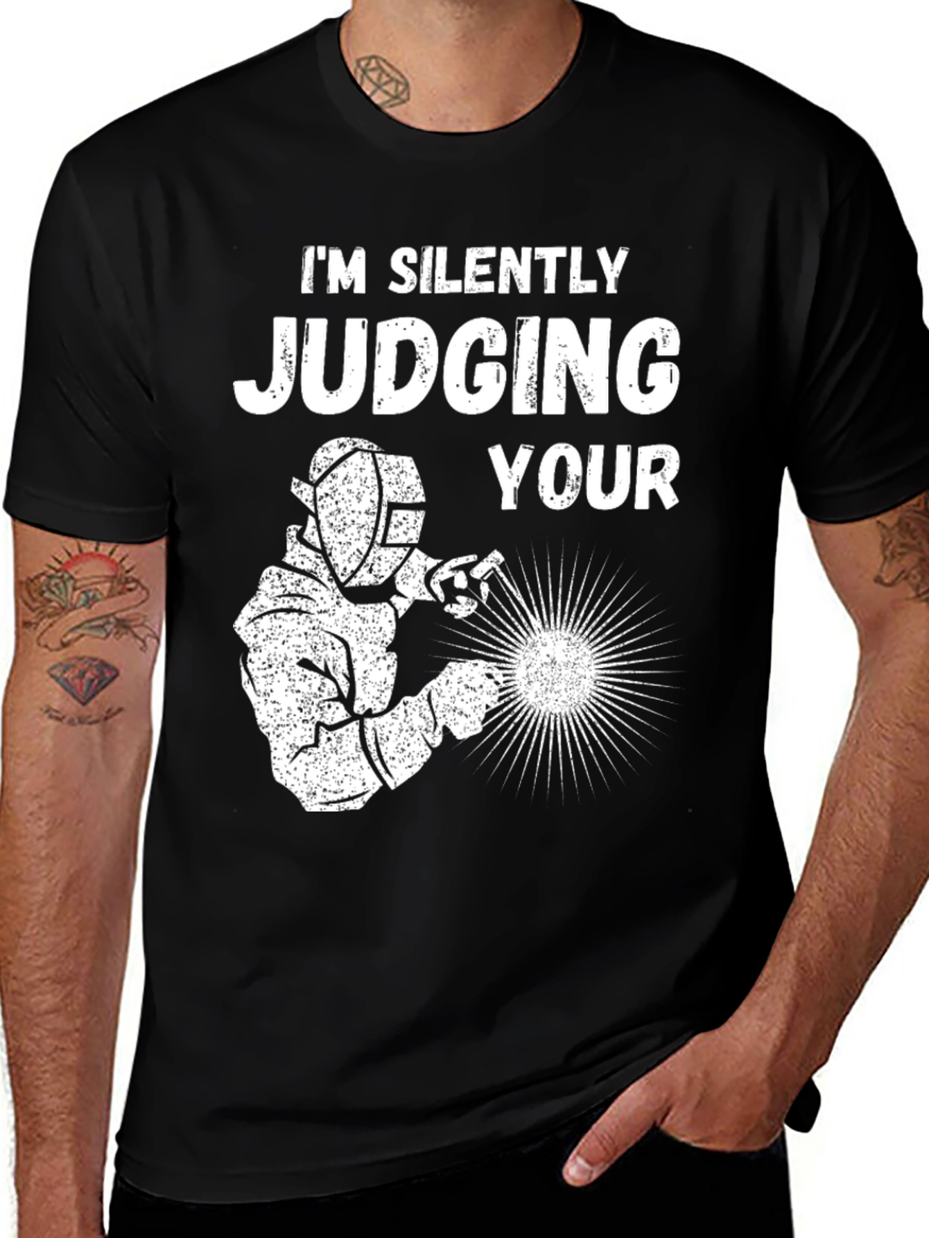 Variant 2 of Silently Judging Welder Graphic T-Shirt