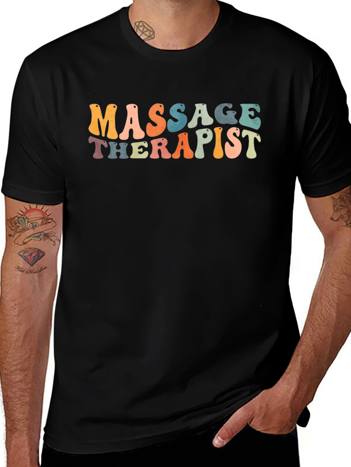 Variant 14 of Massage Therapist Graphic T-Shirt - Unisex Black Tee