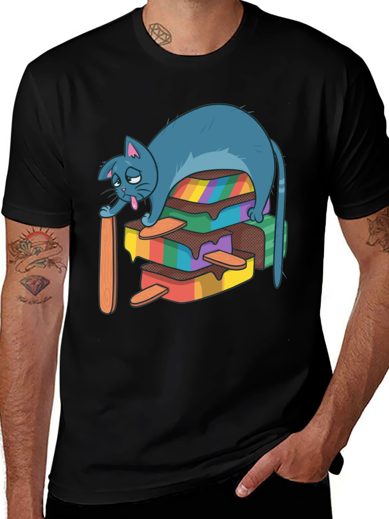 Variant 11 of Rainbow Popsicle Cat T-Shirt