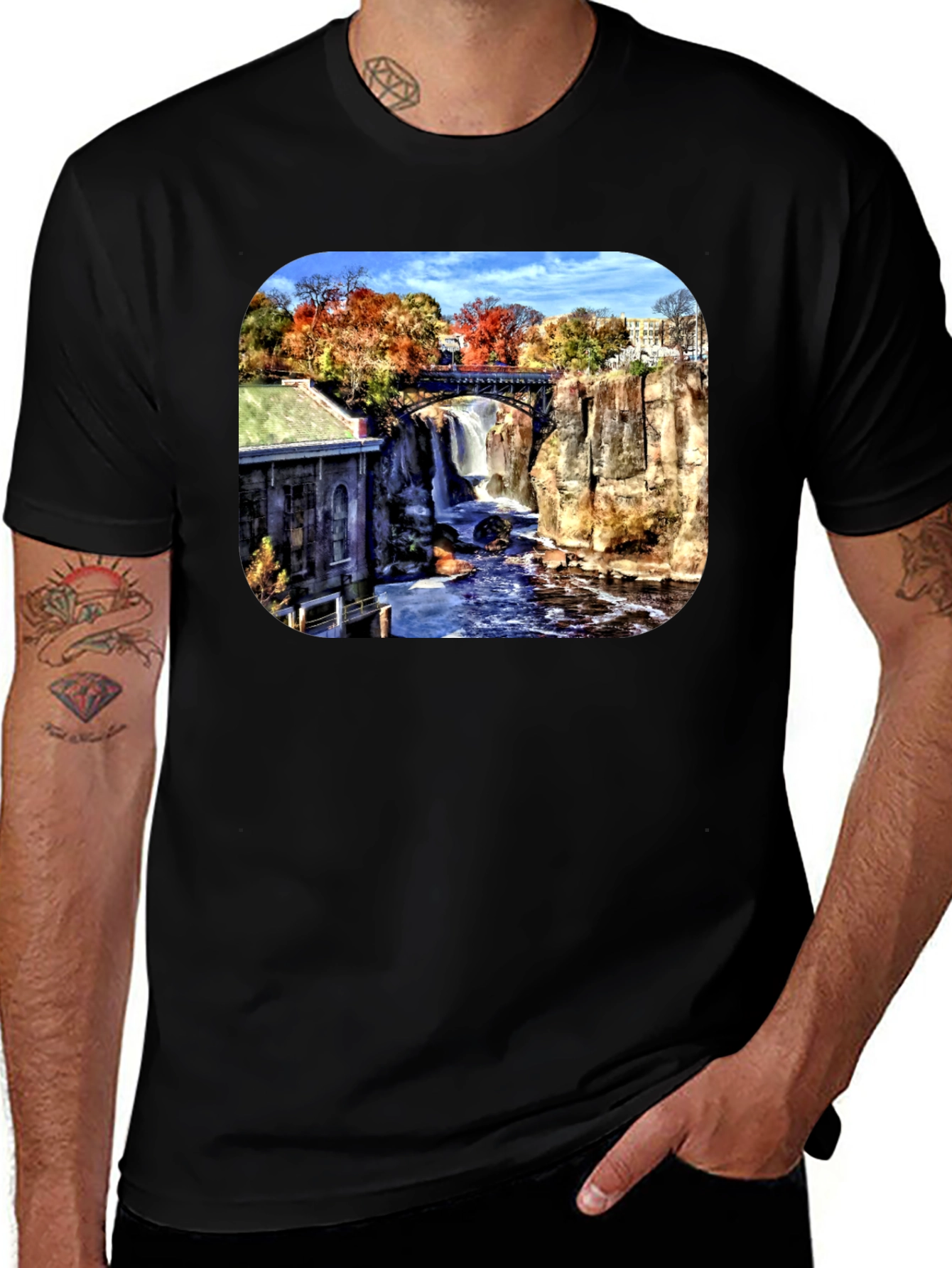 Variant 30 of Scenic Waterfall Graphic Tee - Black
