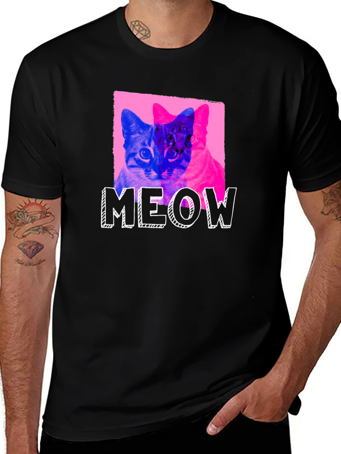 Variant 26 of Meow Cat Graphic T-Shirt - Novelty Pet Lover Tee