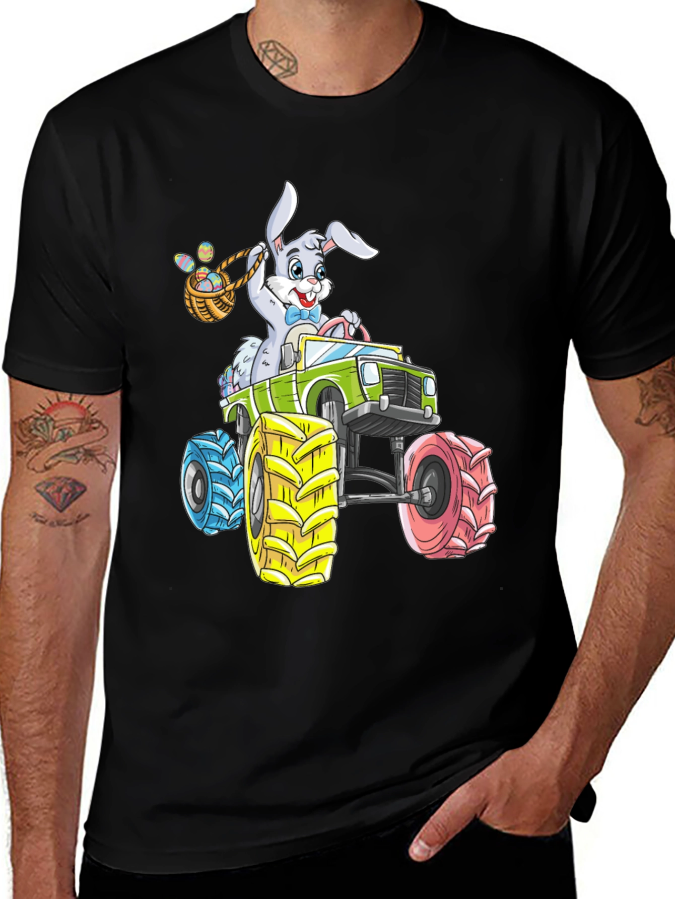 Easter Bunny Monster Truck Graphic T-Shirt