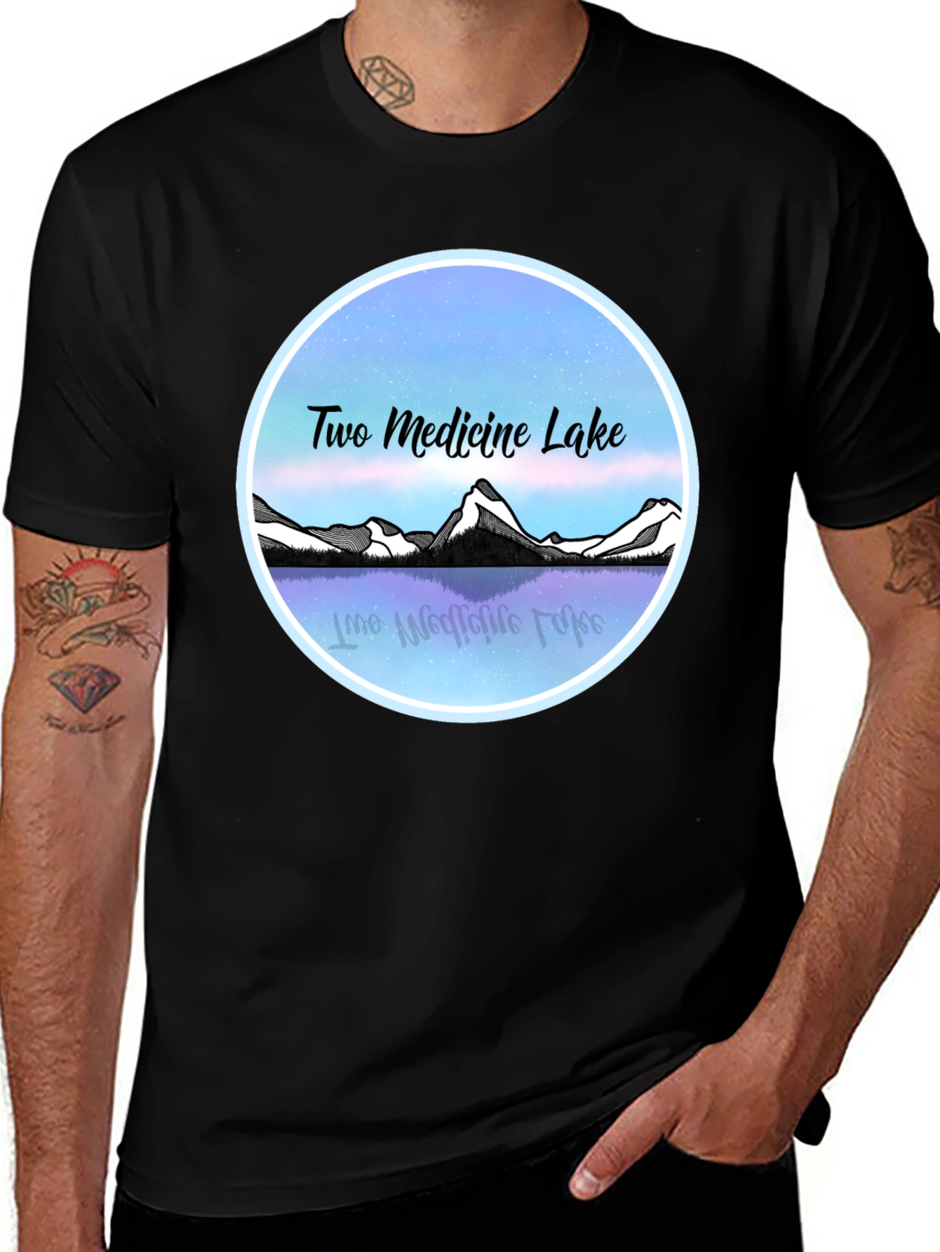 Variant 5 of Two Medicine Lake T-Shirt Black Graphic Tee