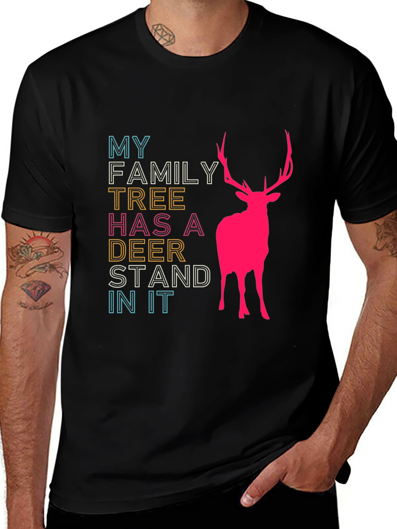 Variant 11 of Family Tree Deer Stand Graphic Tee - Hunting Humor Shirt