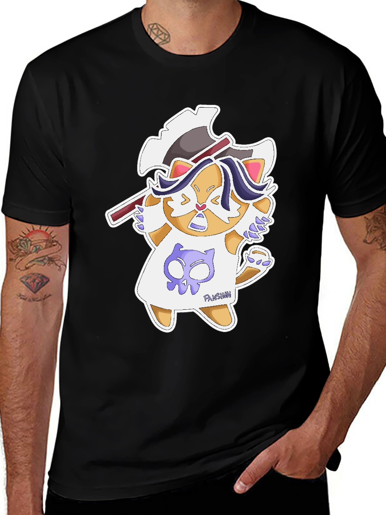 Variant 16 of Cartoon Cat Axe T-Shirt - Fun Graphic Tee