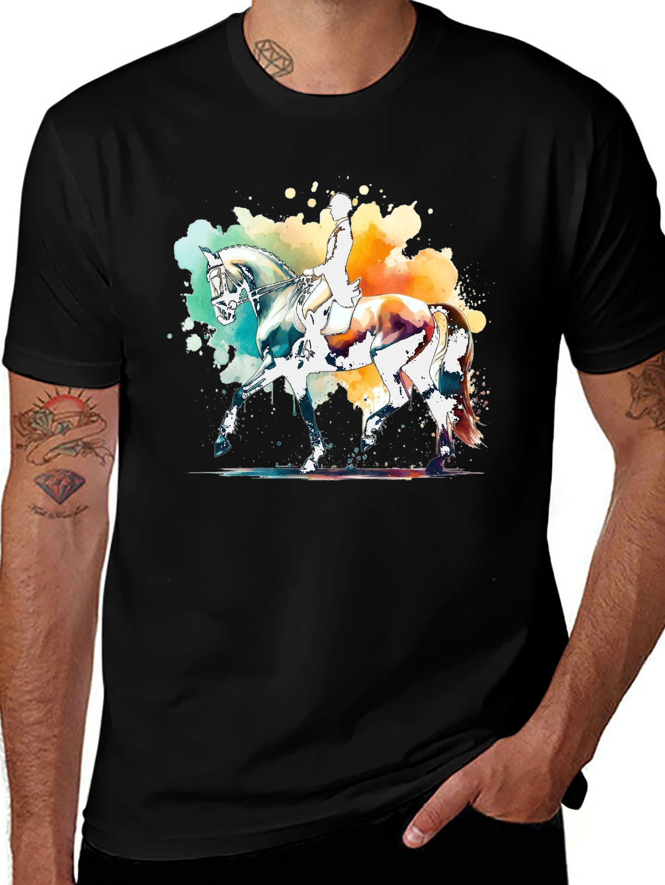 Variant 28 of Watercolor Horse Rider T-Shirt