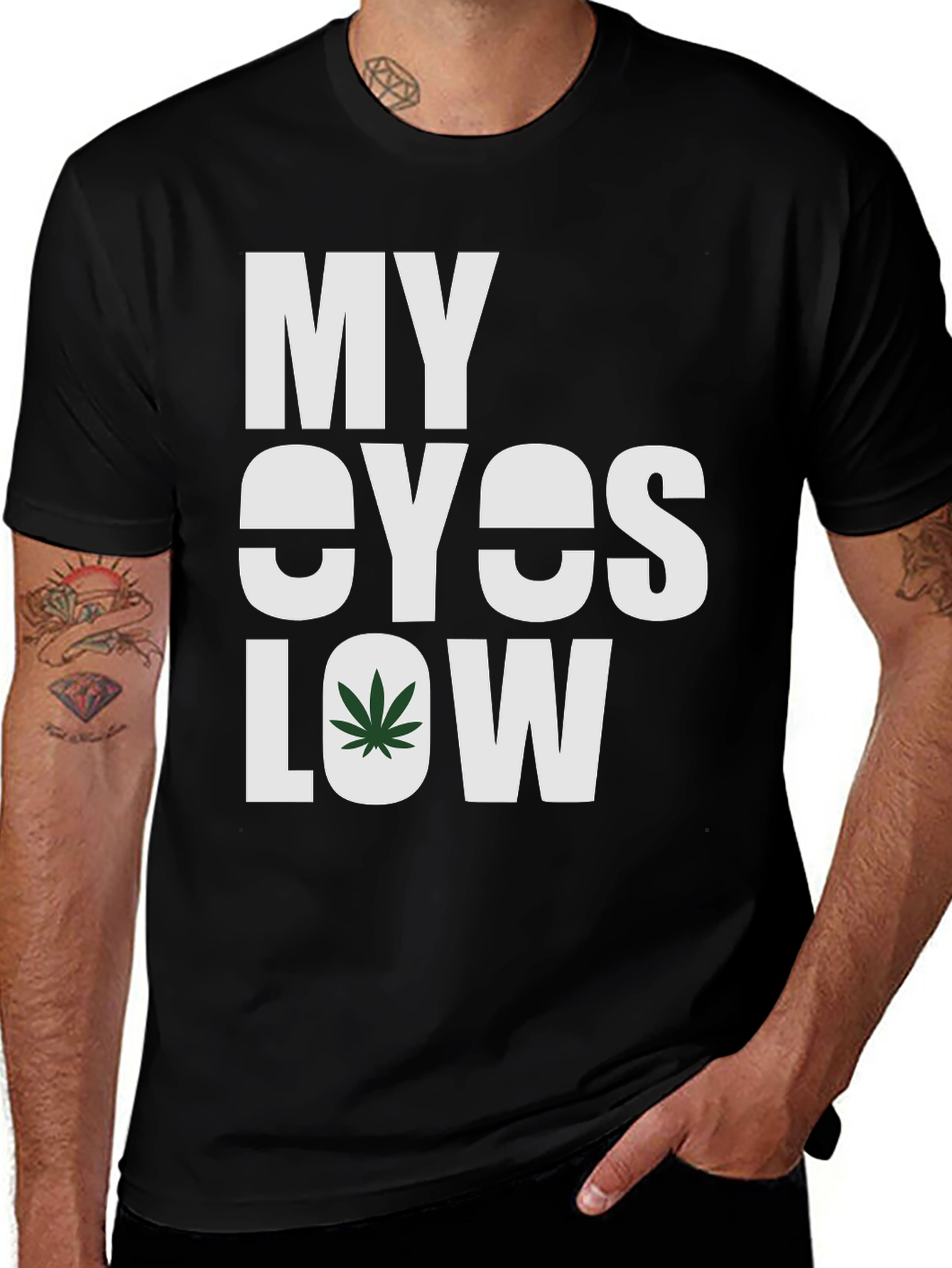 Variant 29 of My Eyes Low Graphic Tee - Cannabis Inspired